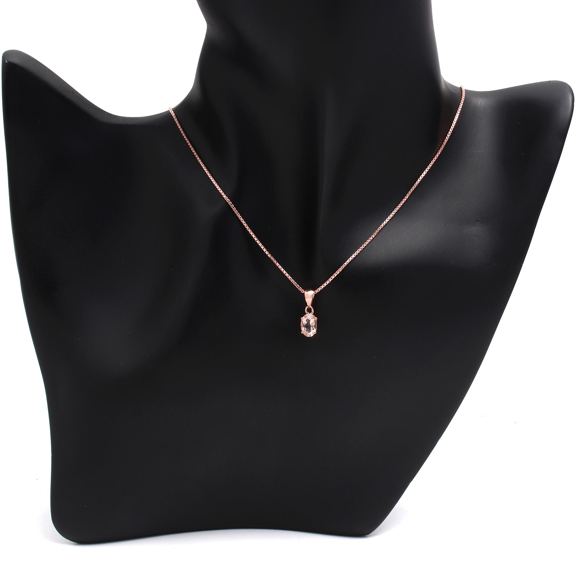 Morganite Solitaire Pendant With Chain