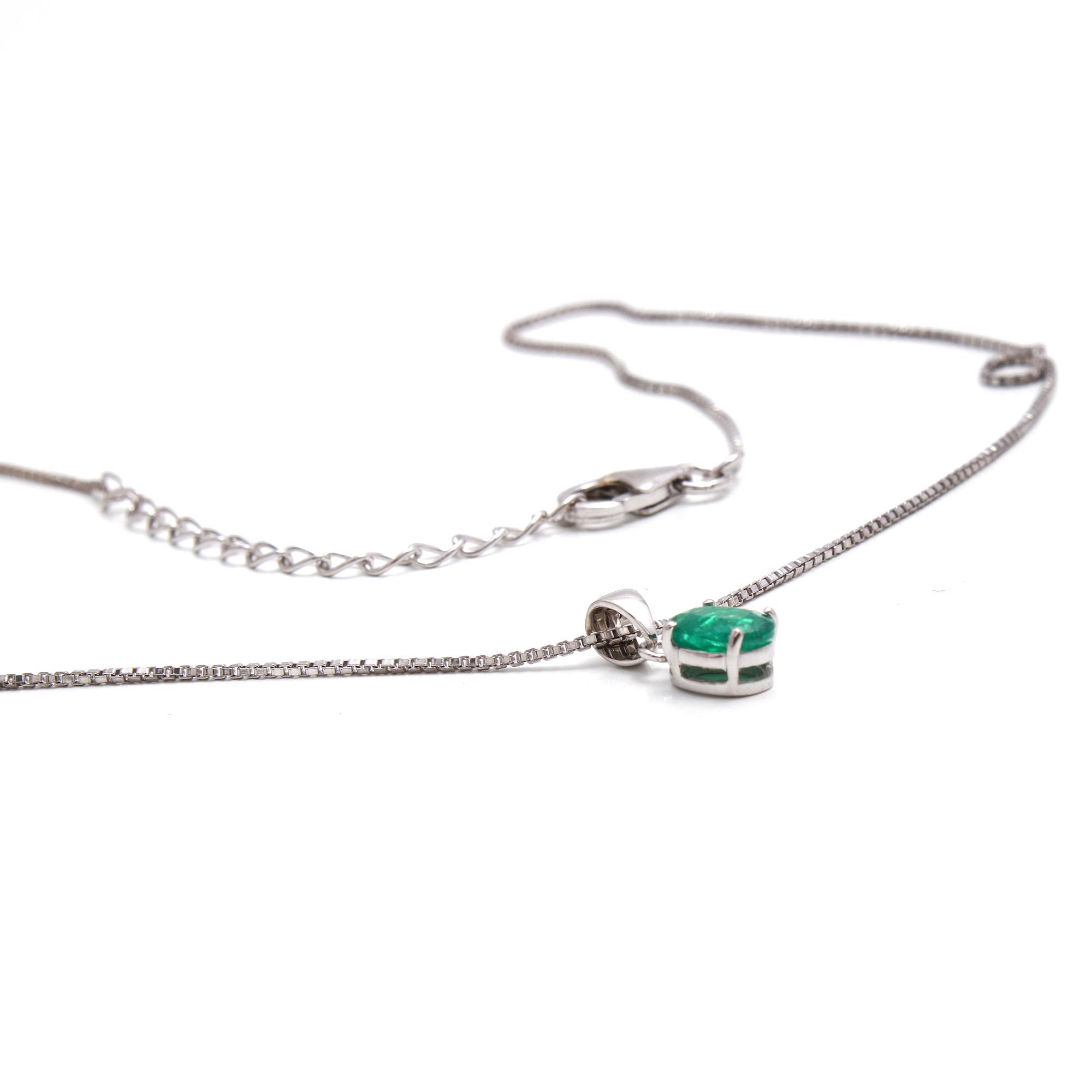 Zambian Emerald Solitaire Pendant With Chain