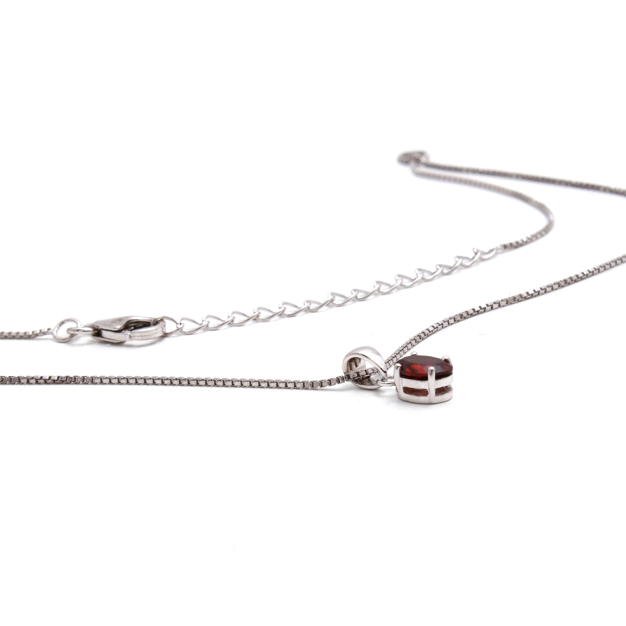 Red Garnet Solitaire Pendant With Chain