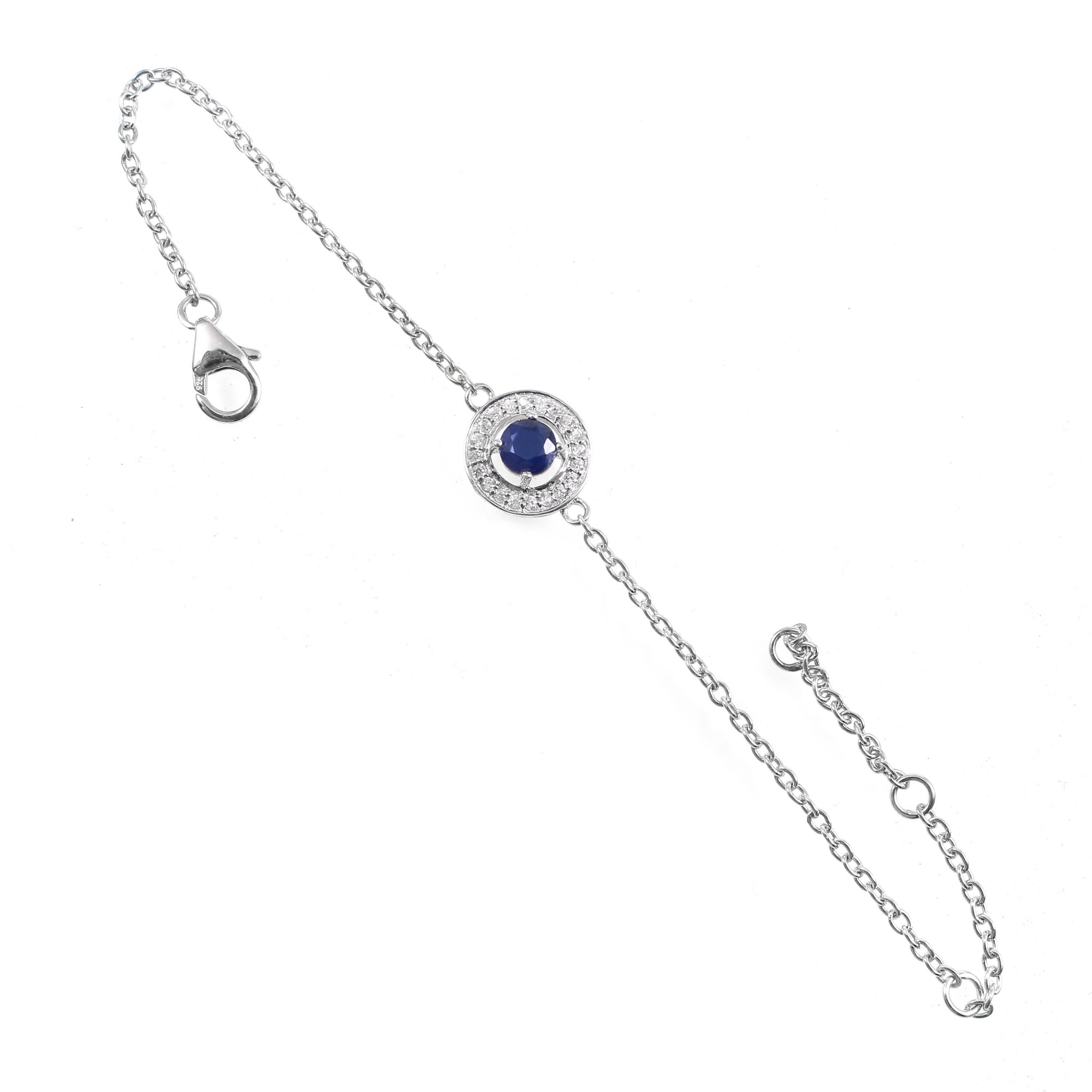 Blue Sapphire Chain Bracelet With Fish Lock