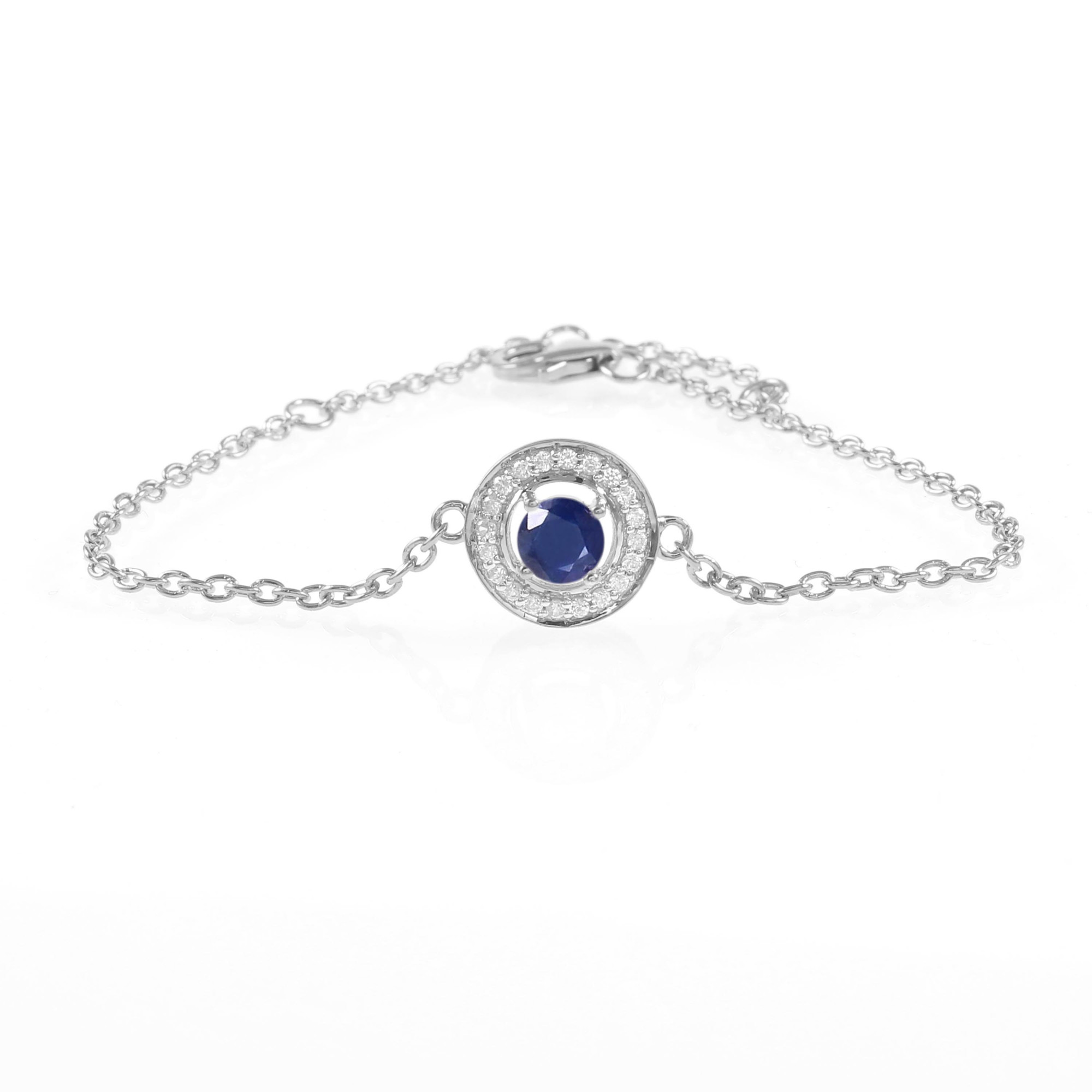 Blue Sapphire Chain Bracelet With Fish Lock