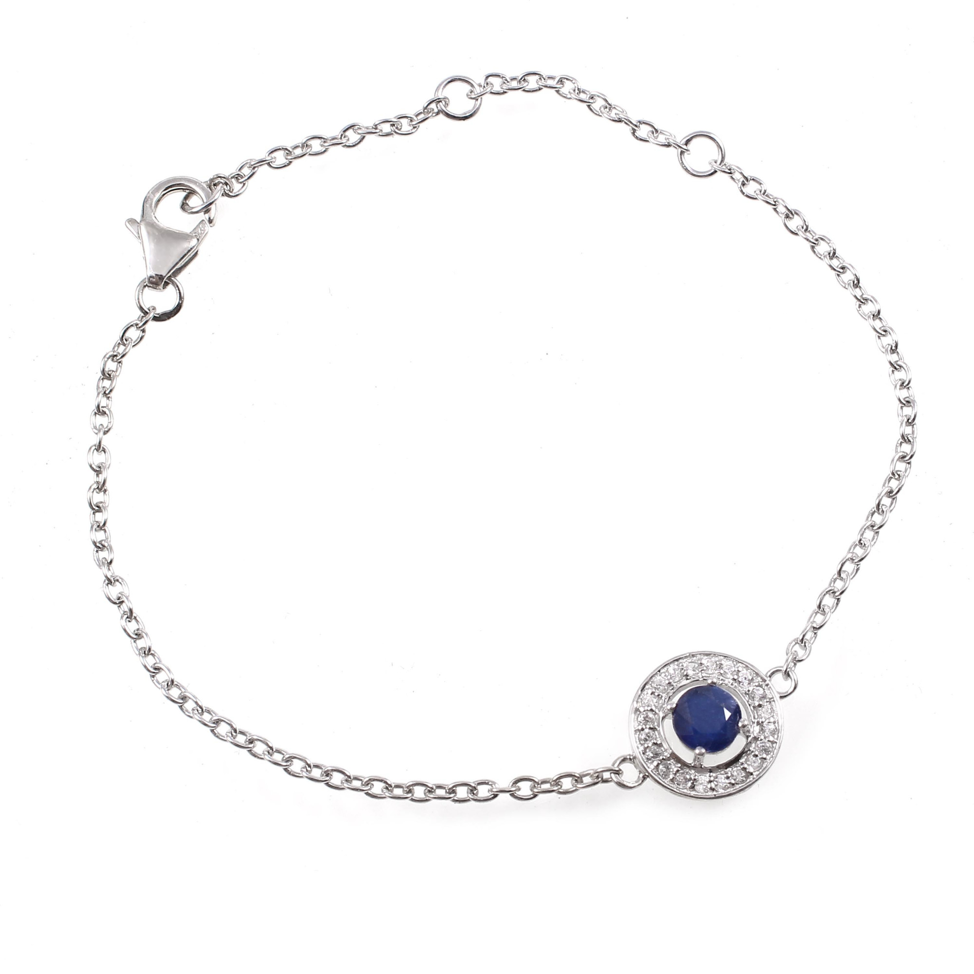 Blue Sapphire Chain Bracelet With Fish Lock
