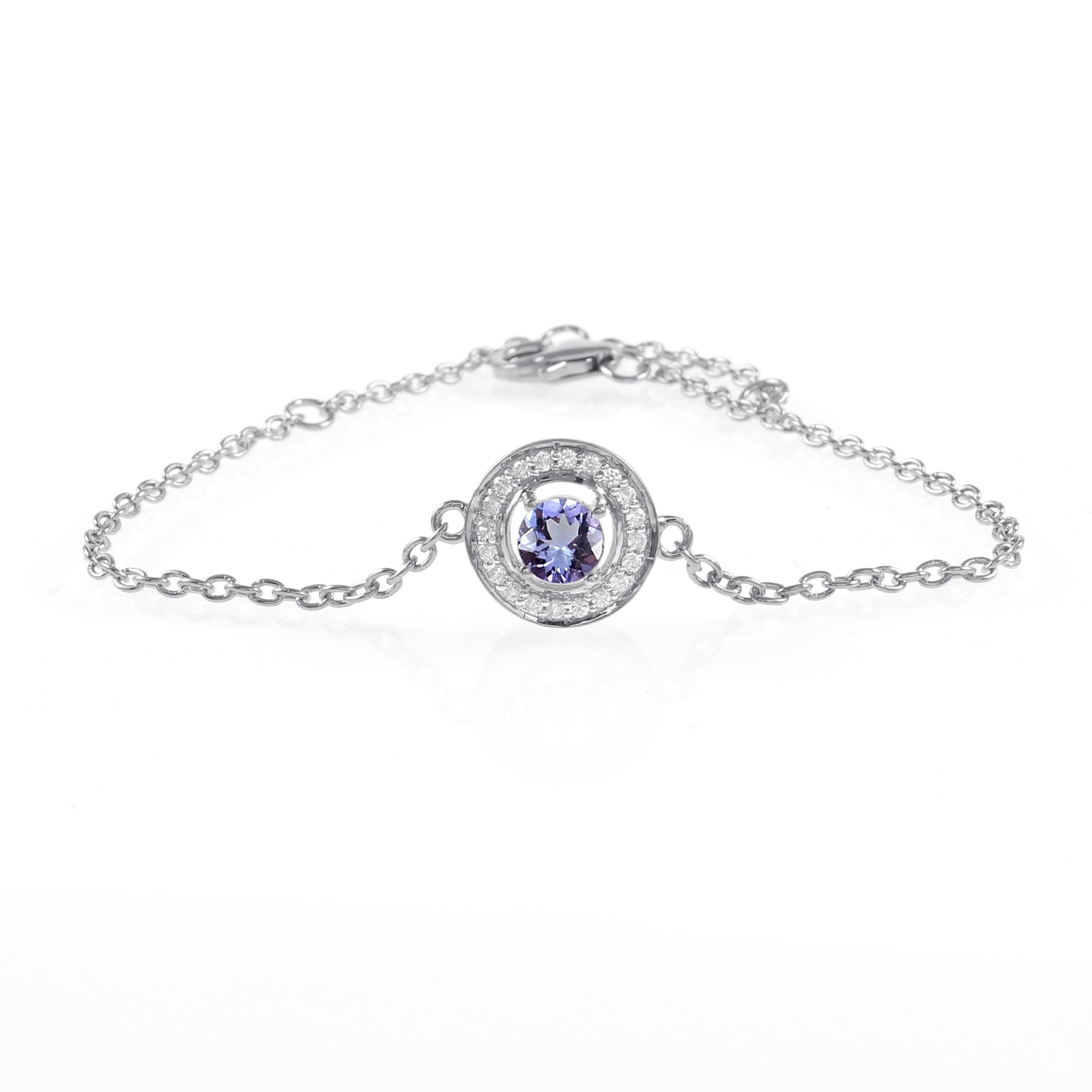 Tanzanite Chain Bracelet With Fish Lock