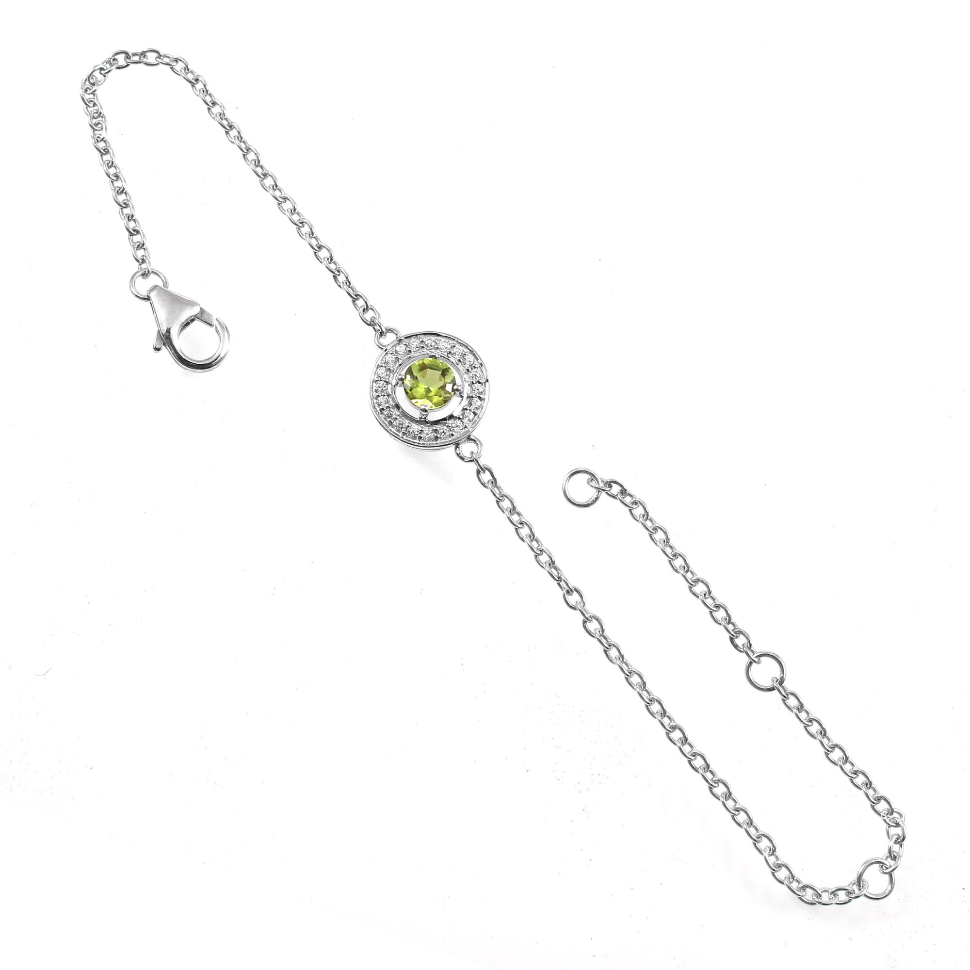 Peridot Chain Bracelet With Fish Lock