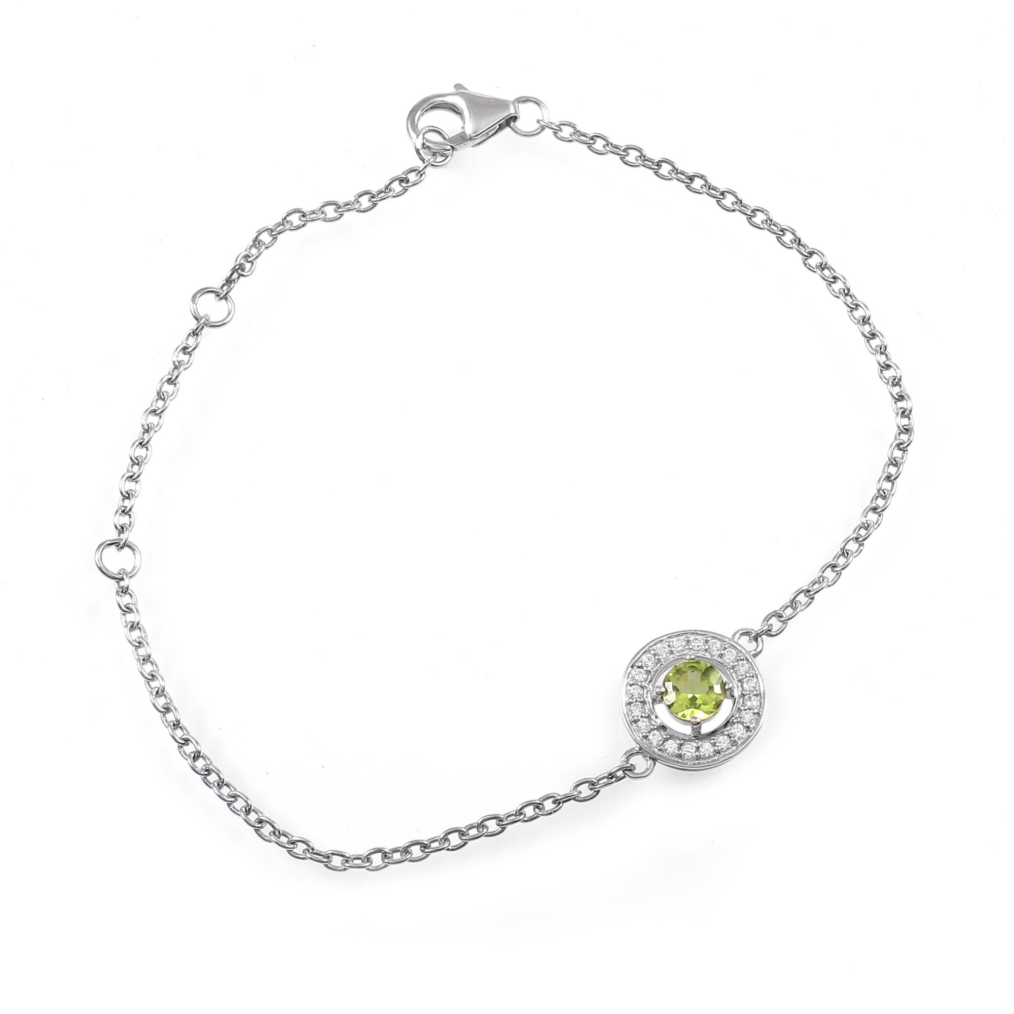 Peridot Chain Bracelet With Fish Lock