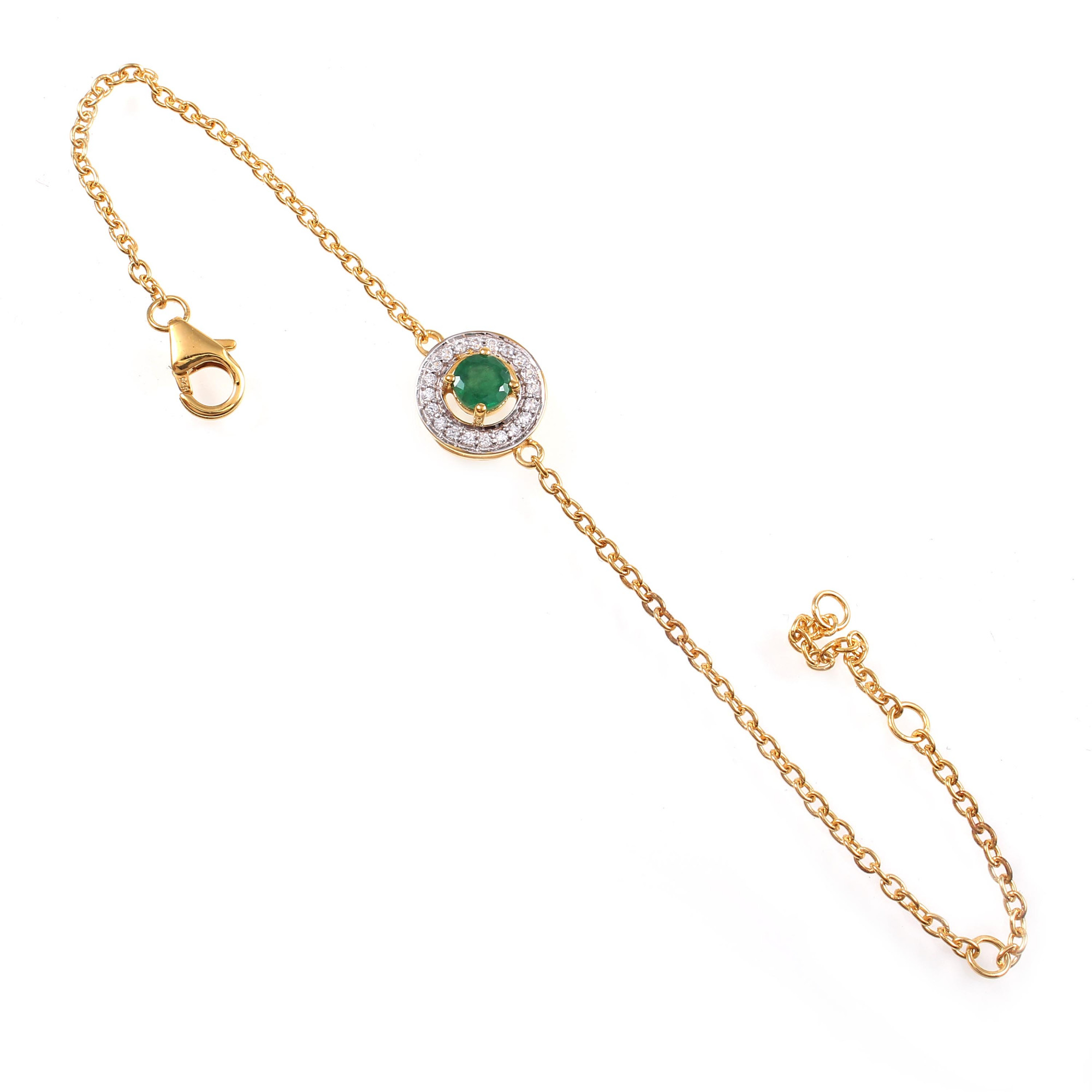 Natural Emerald Chain Bracelet With Fish Lock