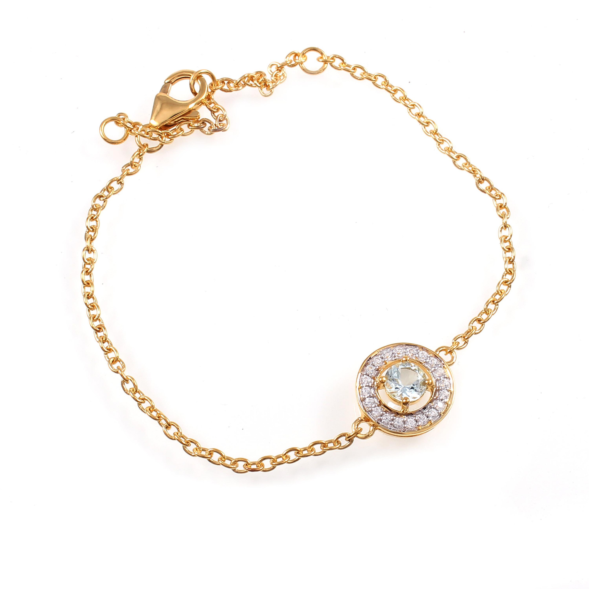 Aquamarine Chain Bracelet With Fish Lock