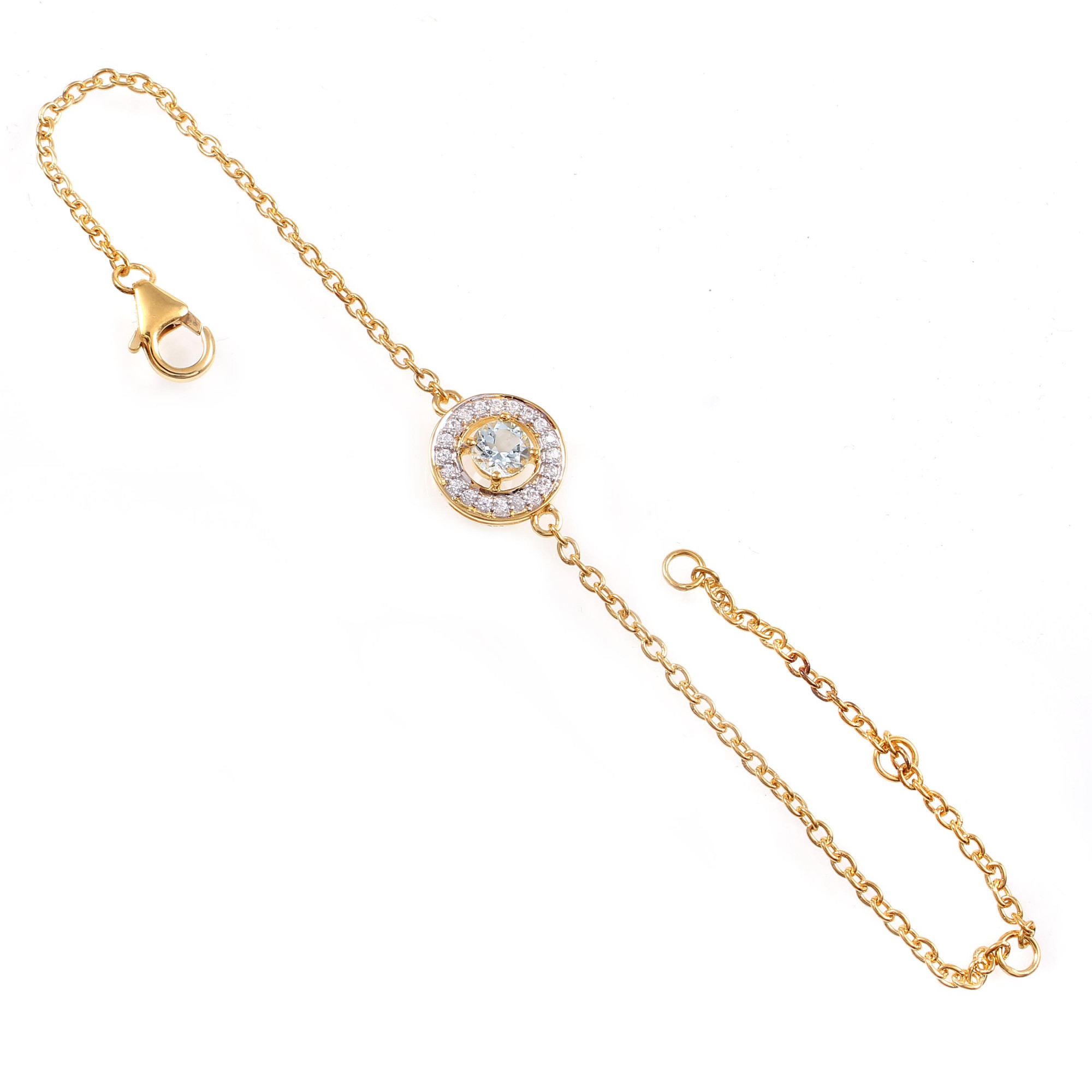 Aquamarine Chain Bracelet With Fish Lock