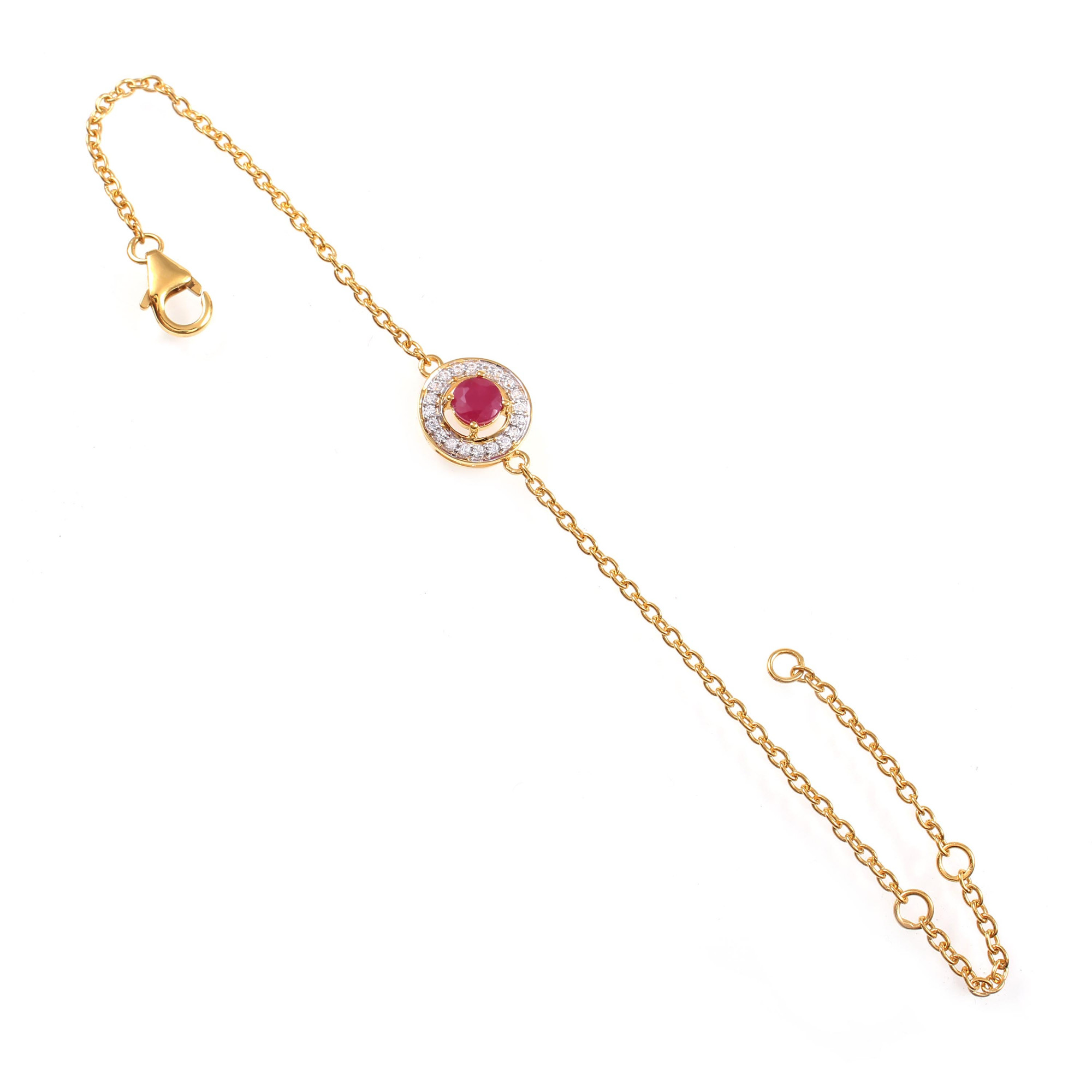Natural Indian Ruby Chain Bracelet With Fish Lock