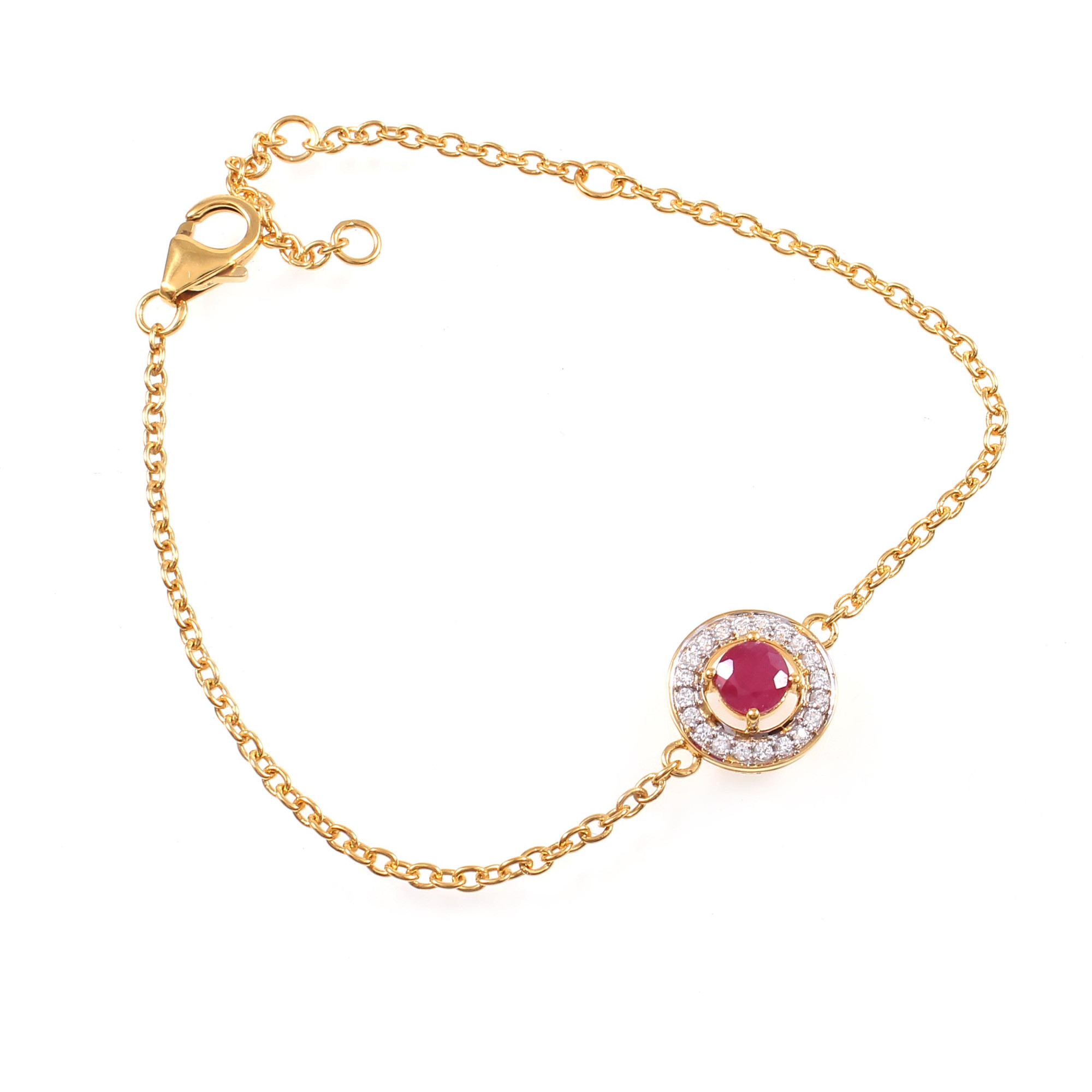 Natural Indian Ruby Chain Bracelet With Fish Lock