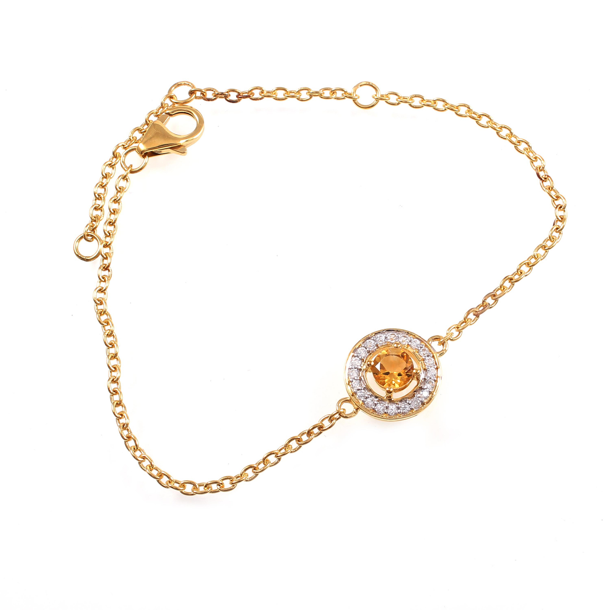 Citrine Chain Bracelet With Fish Lock
