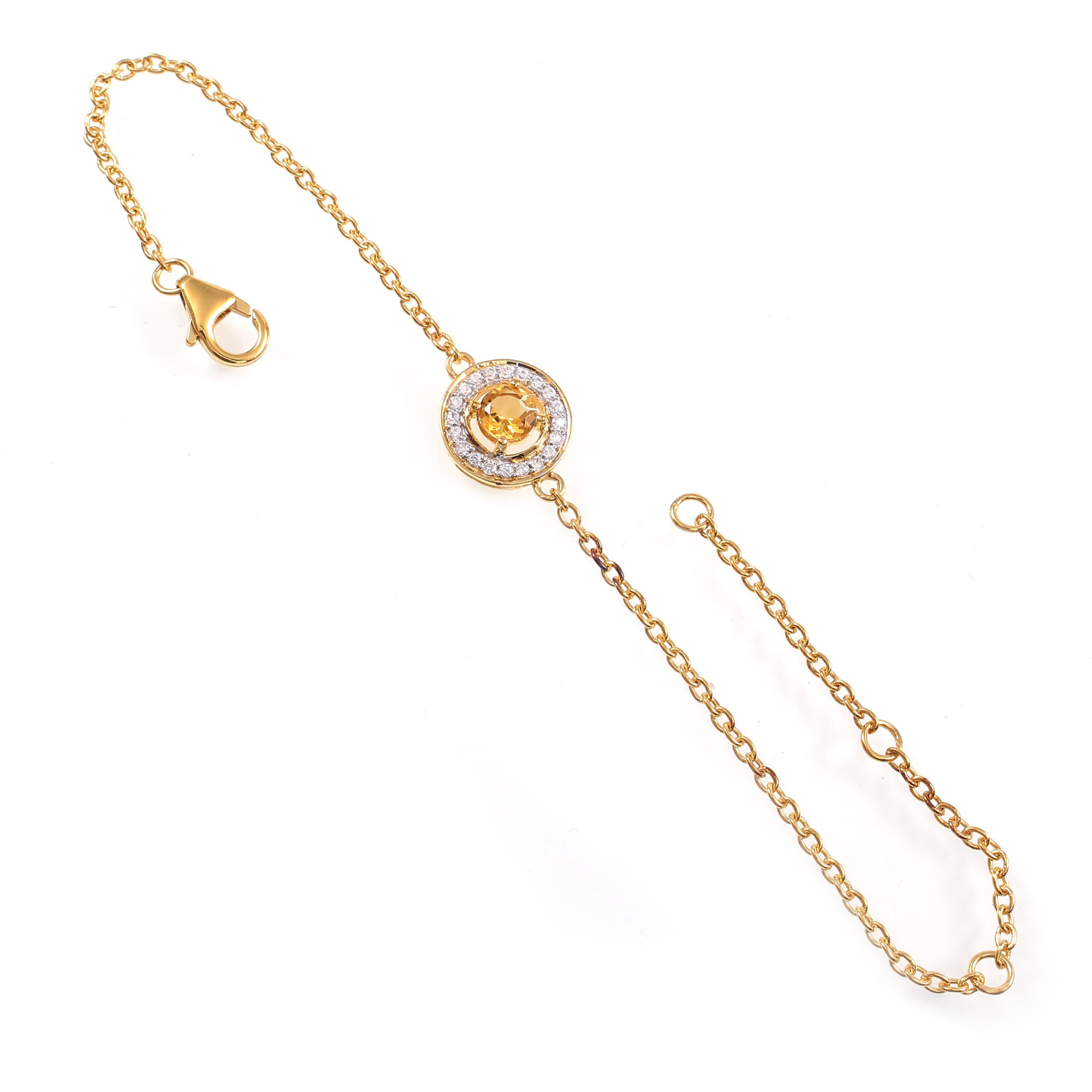 Citrine Chain Bracelet With Fish Lock