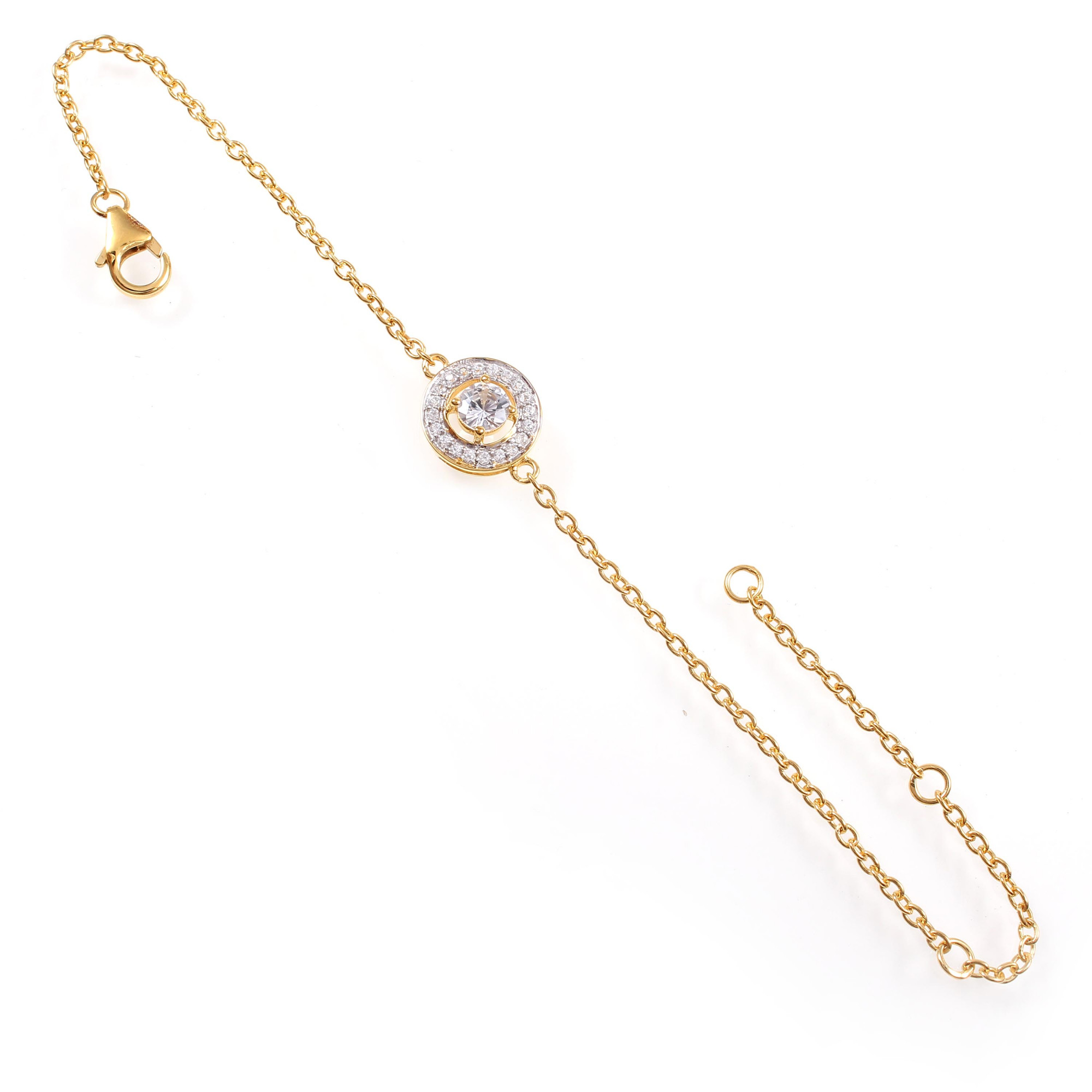 White Zircon Chain Bracelet With Fish Lock