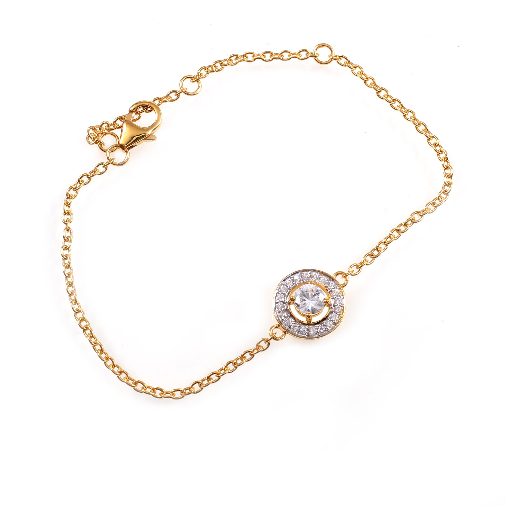 White Zircon Chain Bracelet With Fish Lock