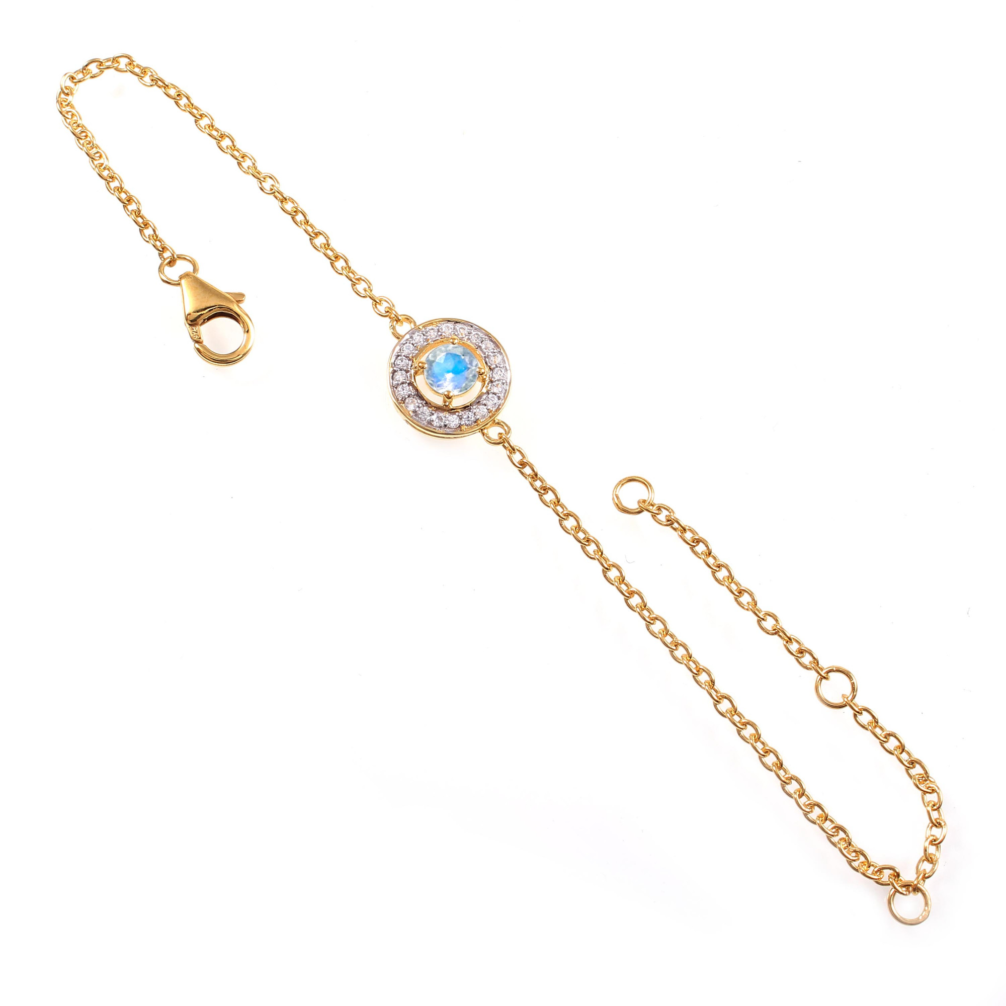 Rainbow Moonstone Chain Bracelet With Fish Lock