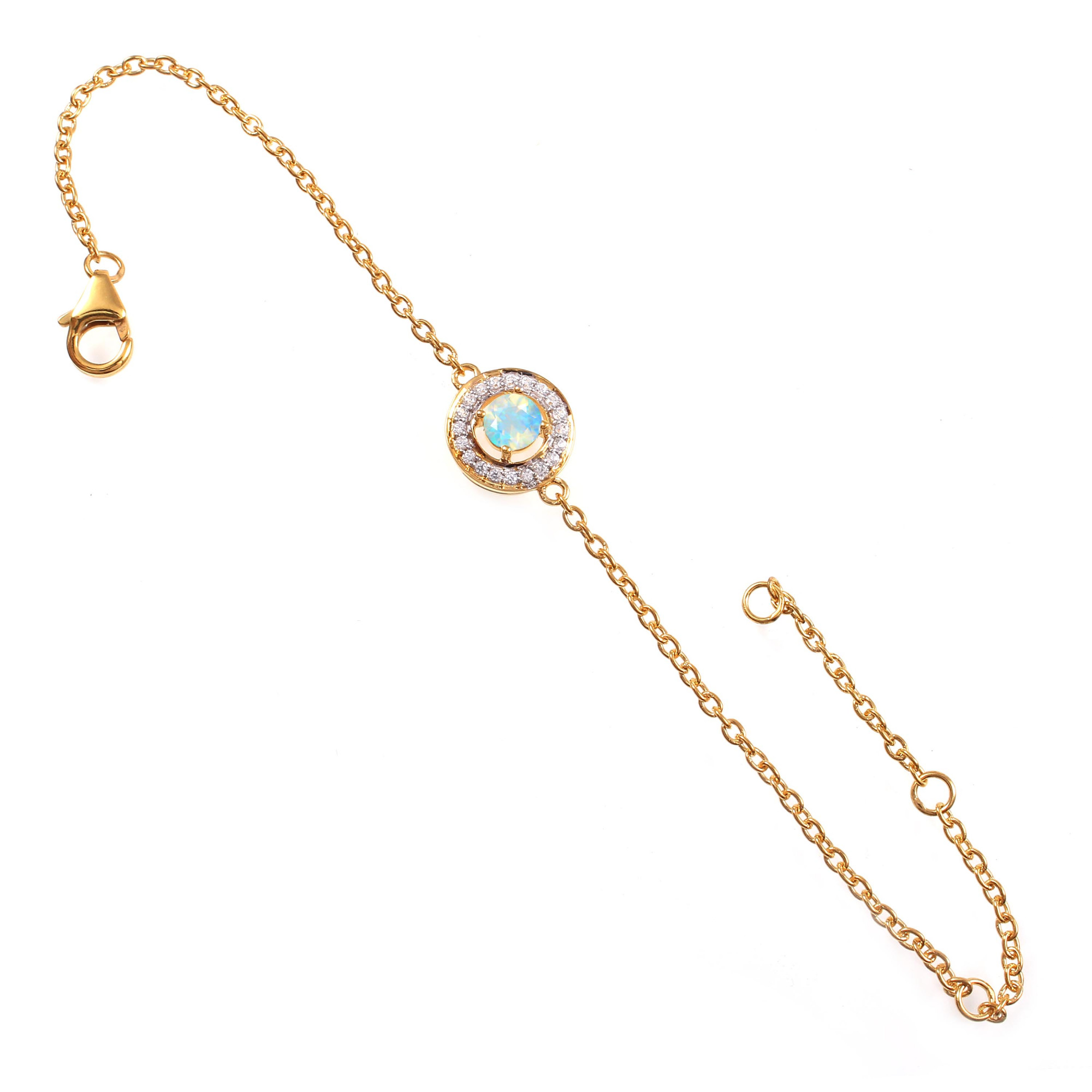 Ethiopian Opal Chain Bracelet With Fish Lock