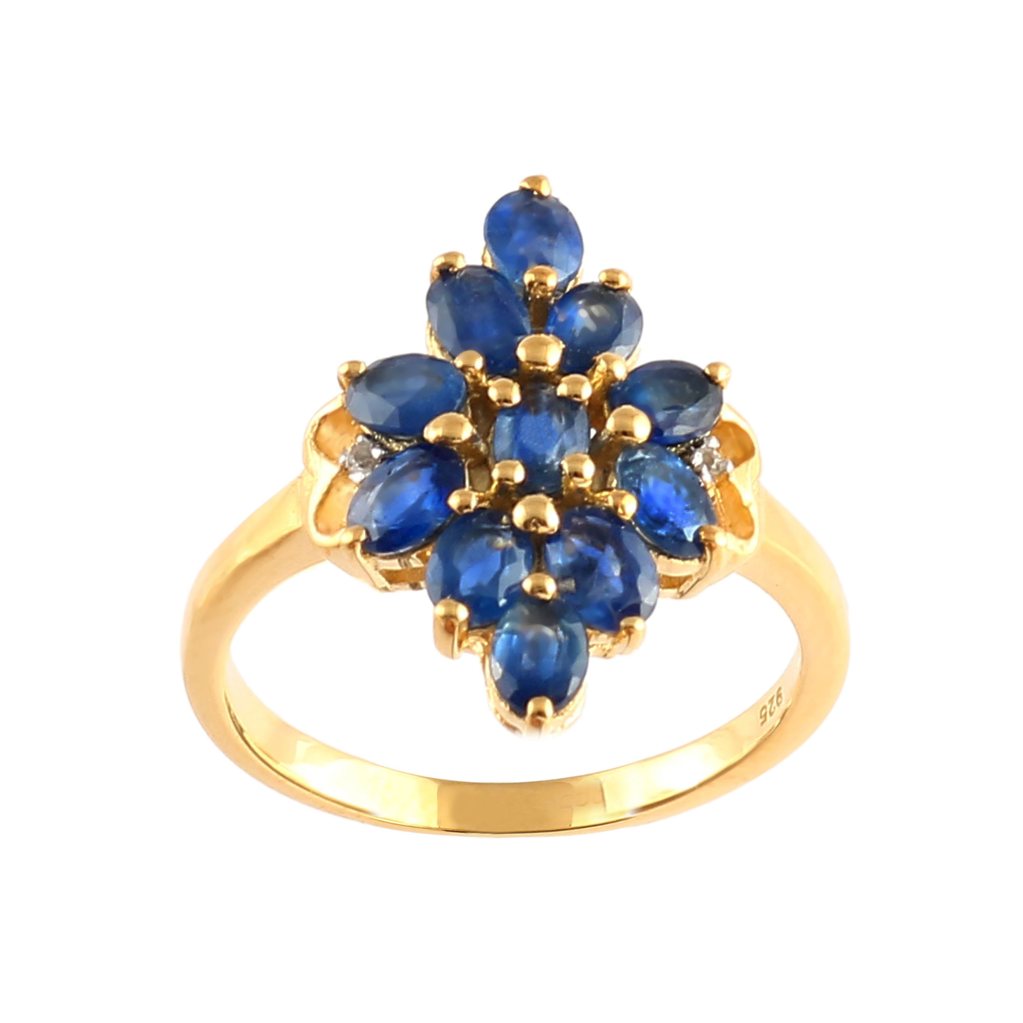 Blue Sapphire Cluster Cocktail Ring