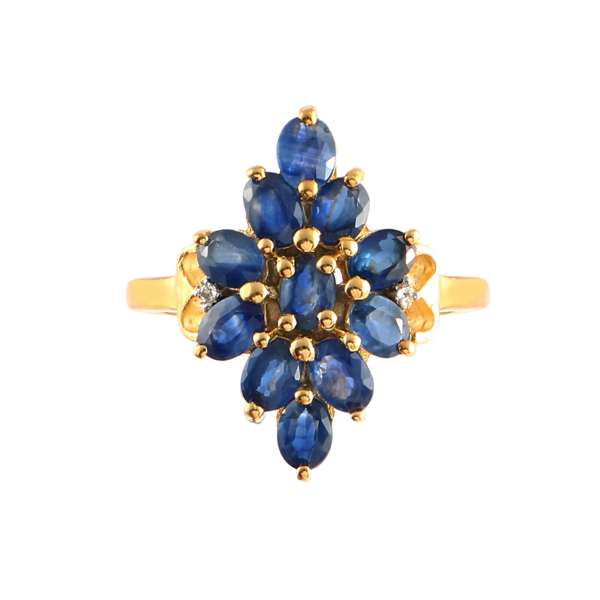 Blue Sapphire Cluster Cocktail Ring