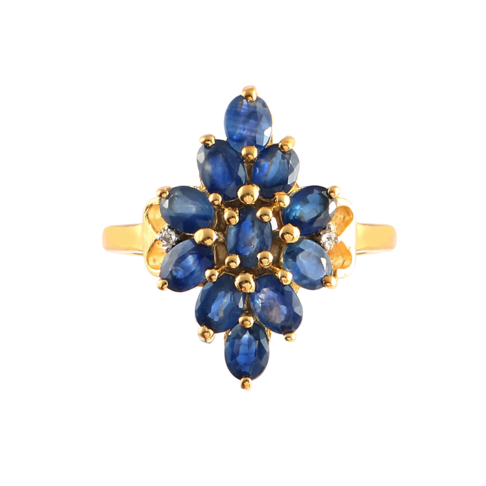 Image of Blue Sapphire Cluster Cocktail Ring