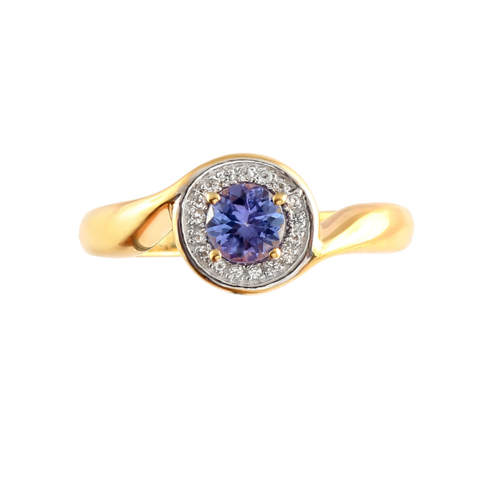 Image of Tanzanite Engagement Ring With Natural White Zircon