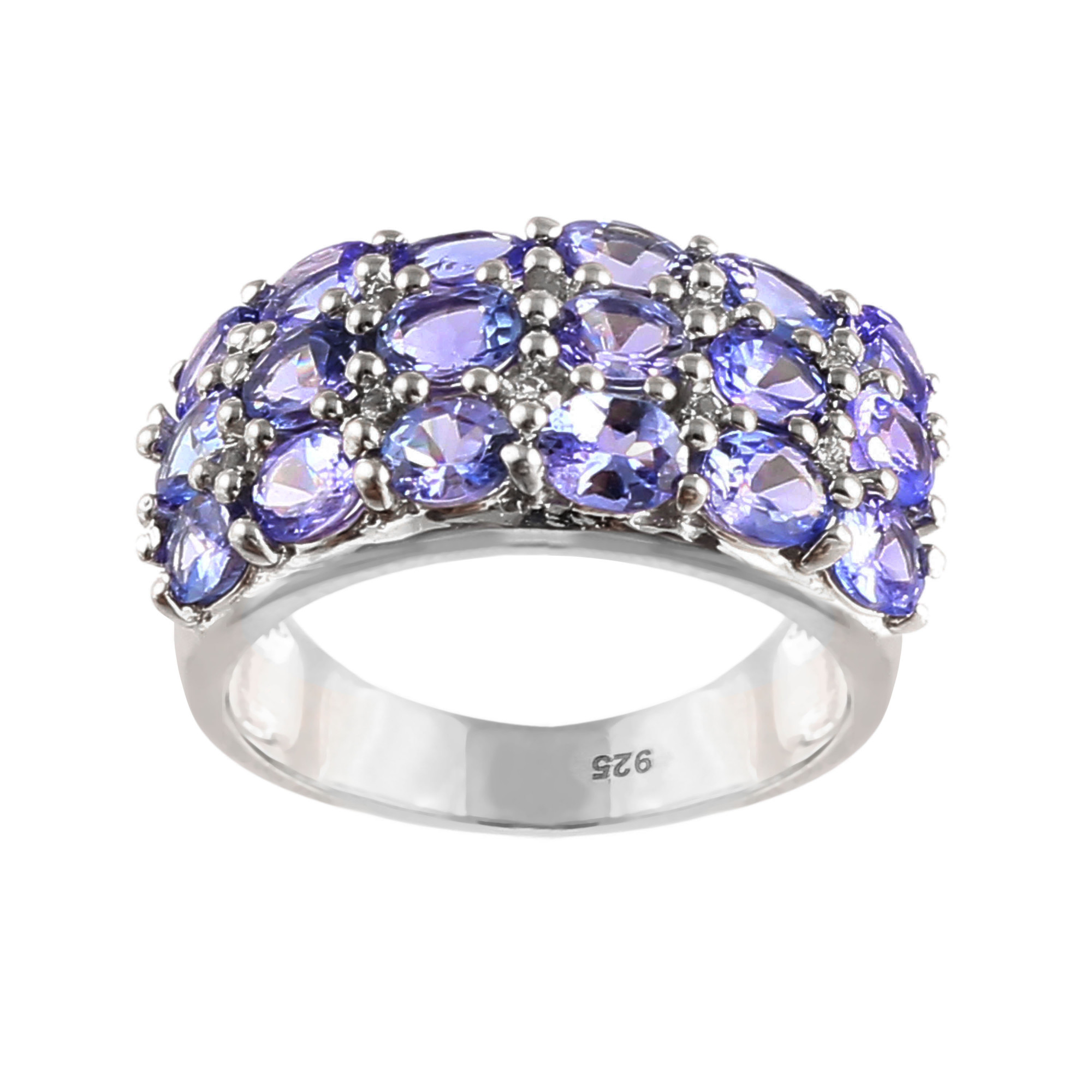 Tanzanite 3 Row Cluster Band