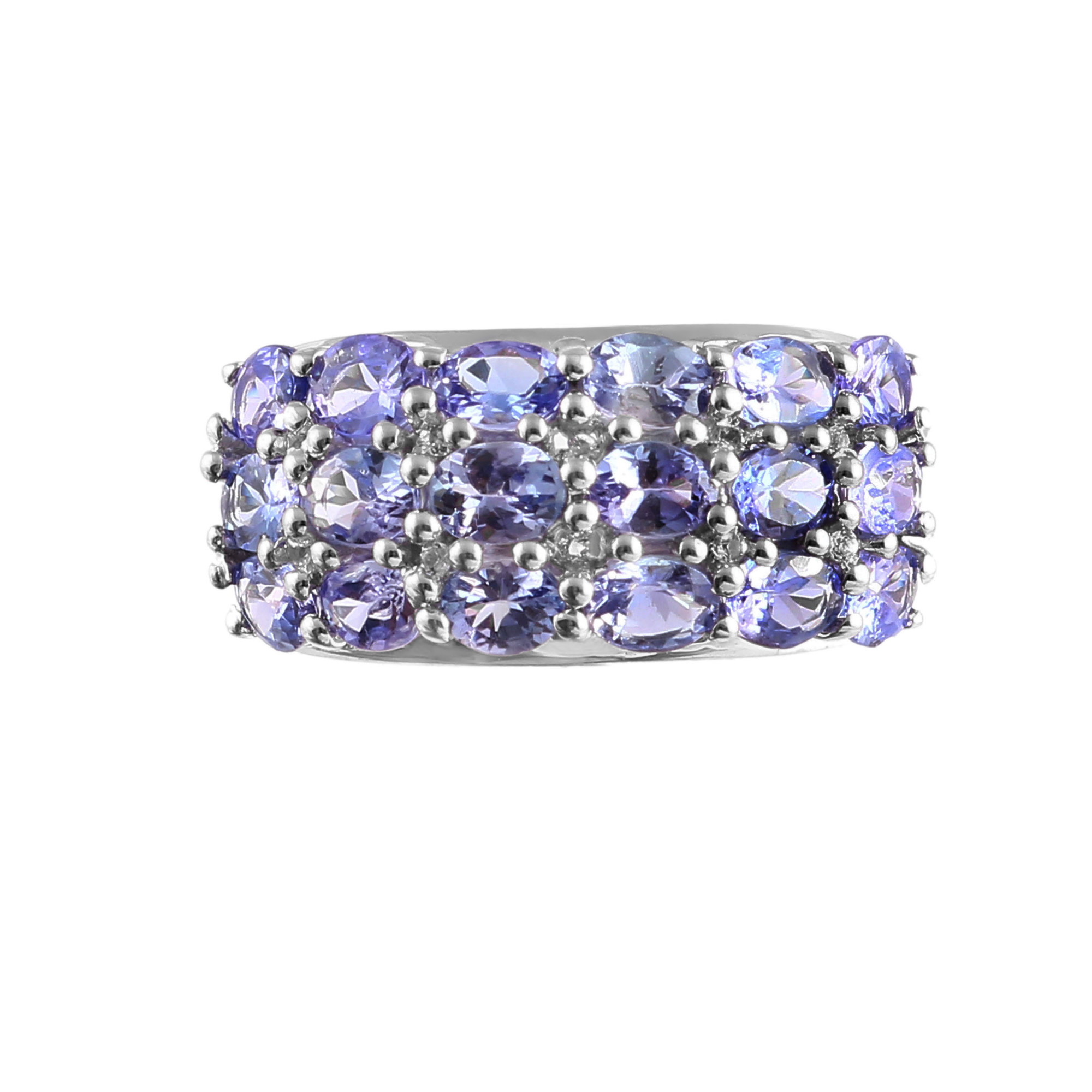 Tanzanite 3 Row Cluster Band