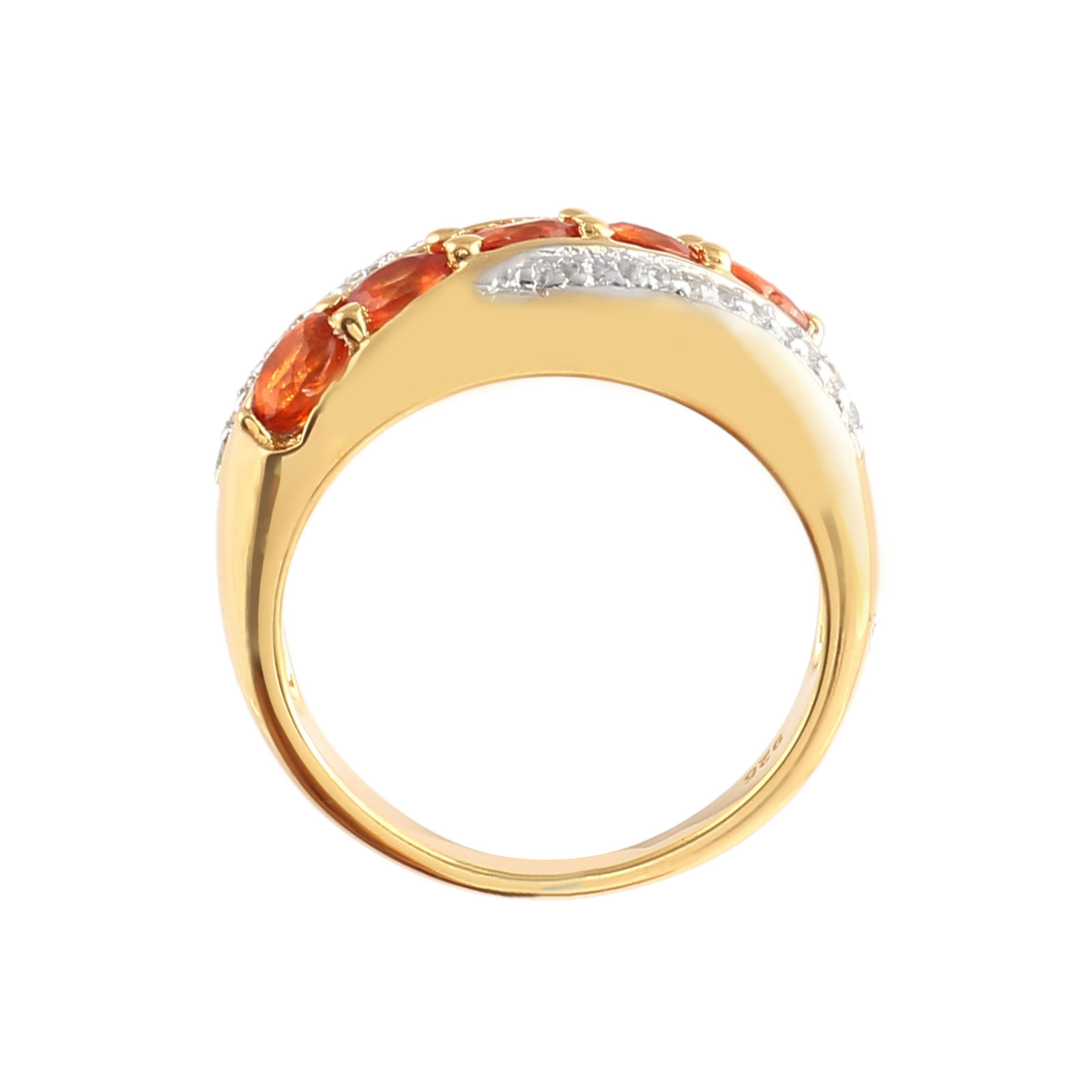 Orange Sapphire 5 Stone Band With Natural White Zircon