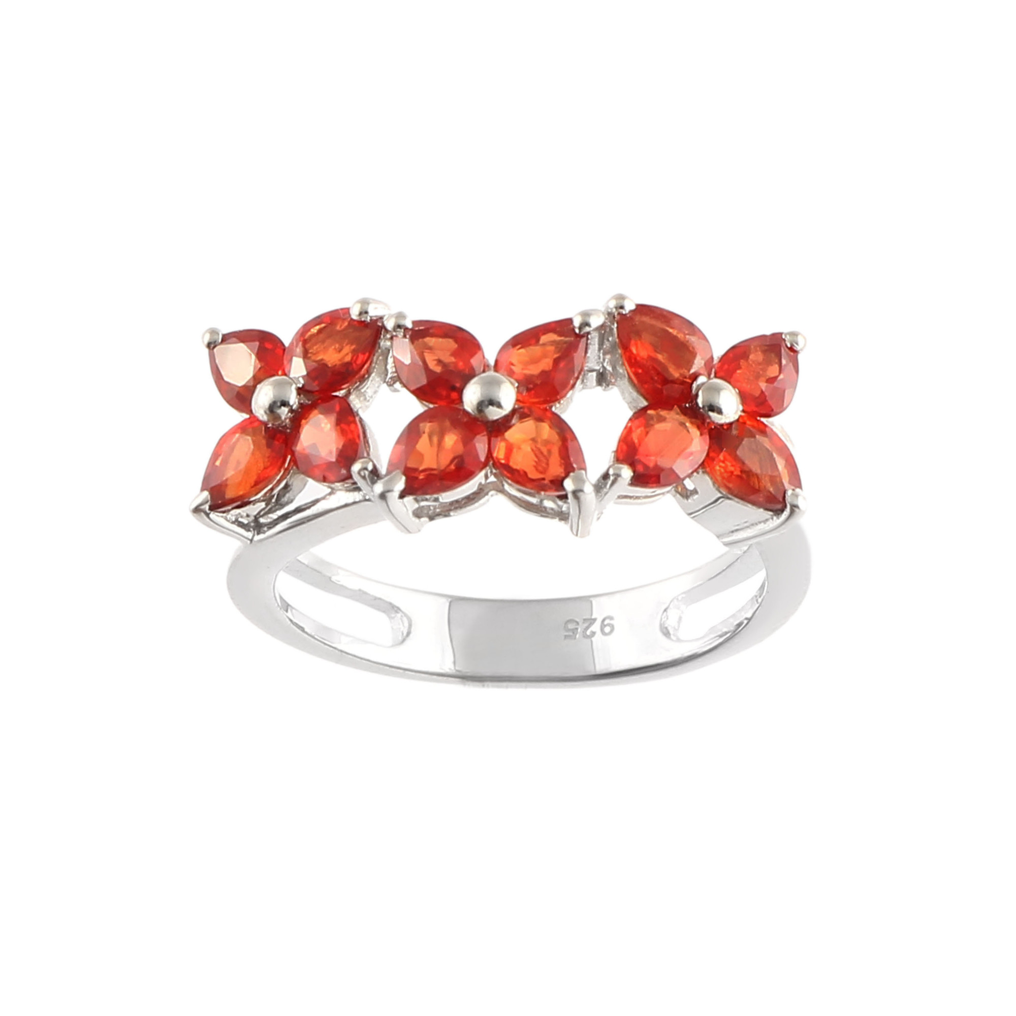 Orange Sapphire Cluster Ring