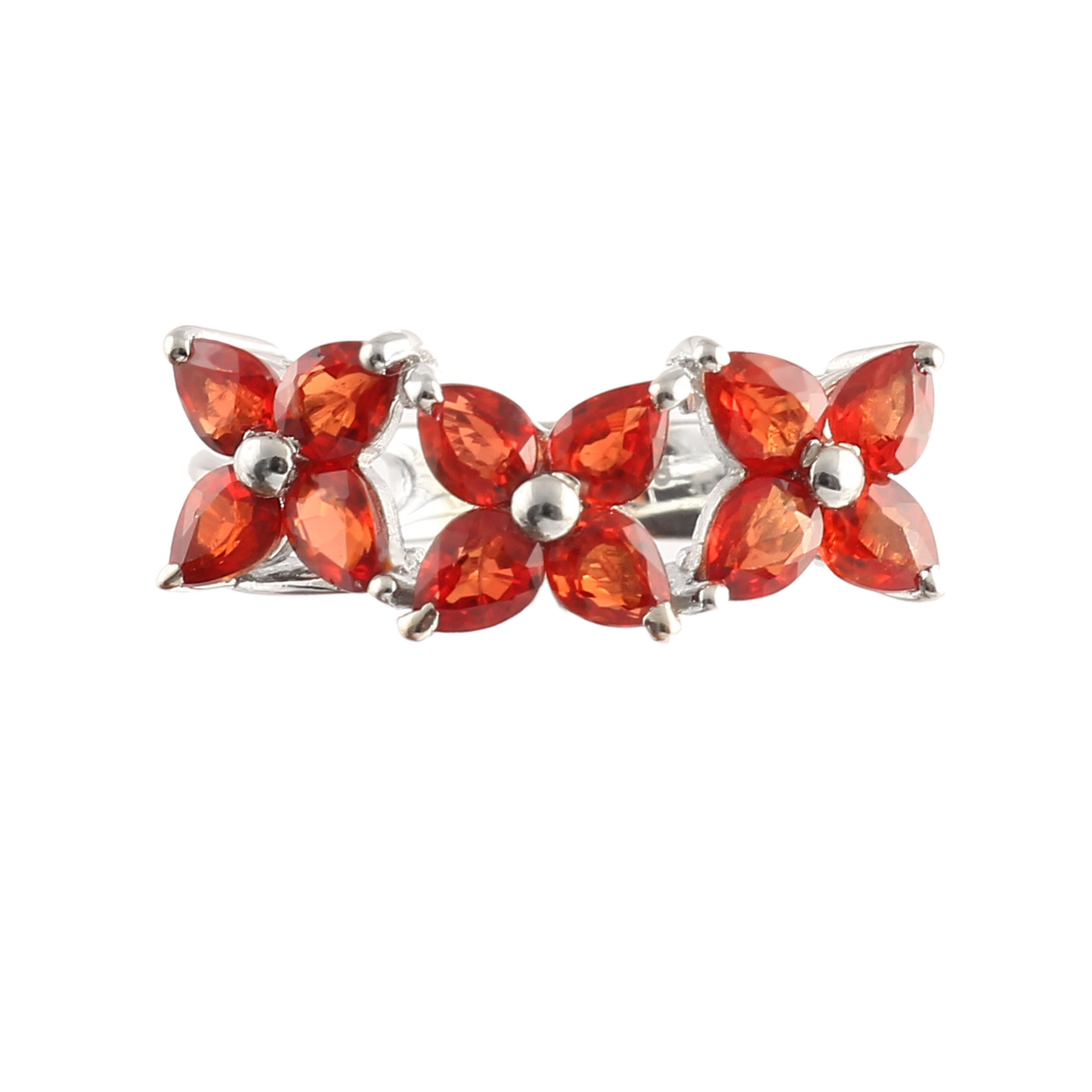 Orange Sapphire Cluster Ring