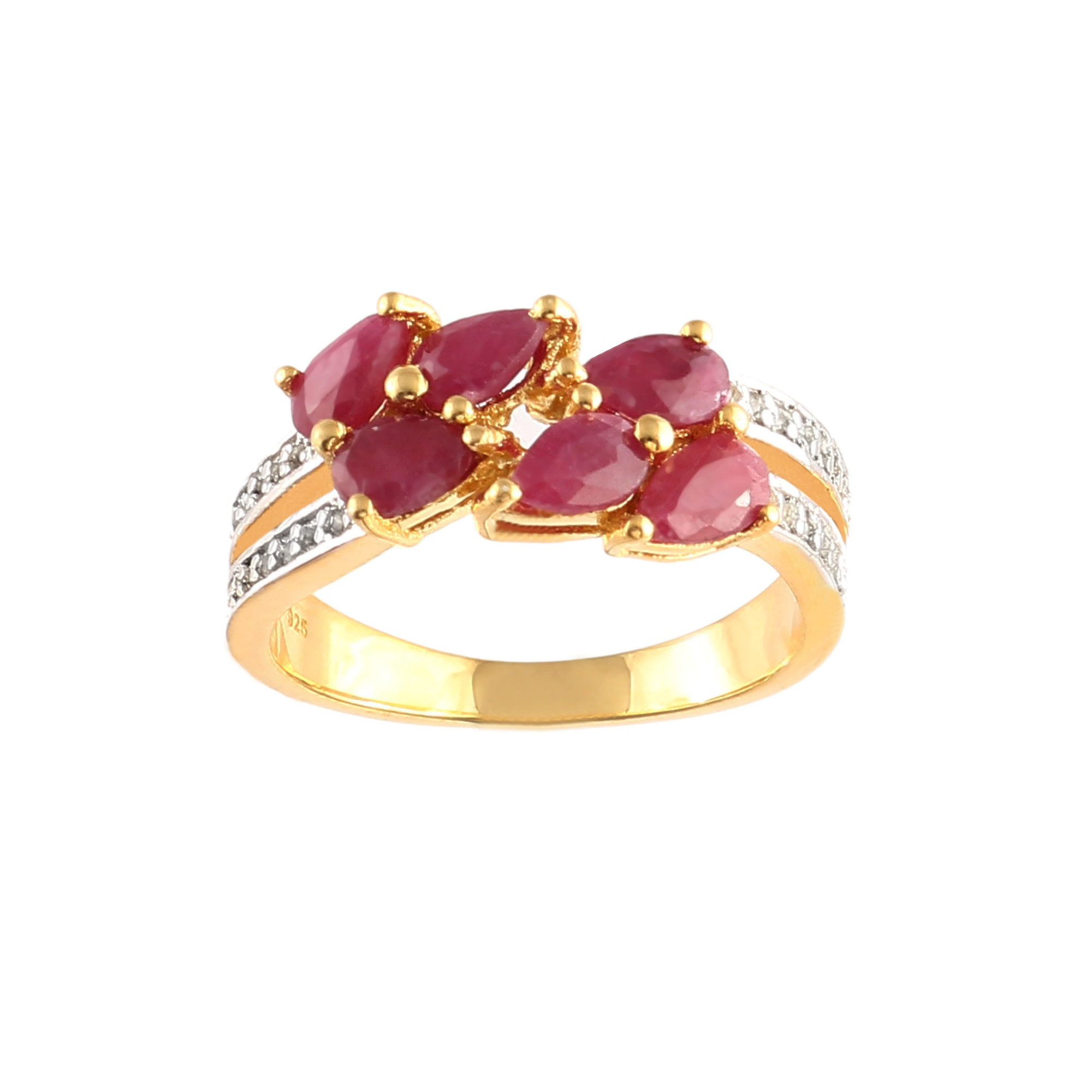 Ruby Fancy Ring With Natural White Zircon
