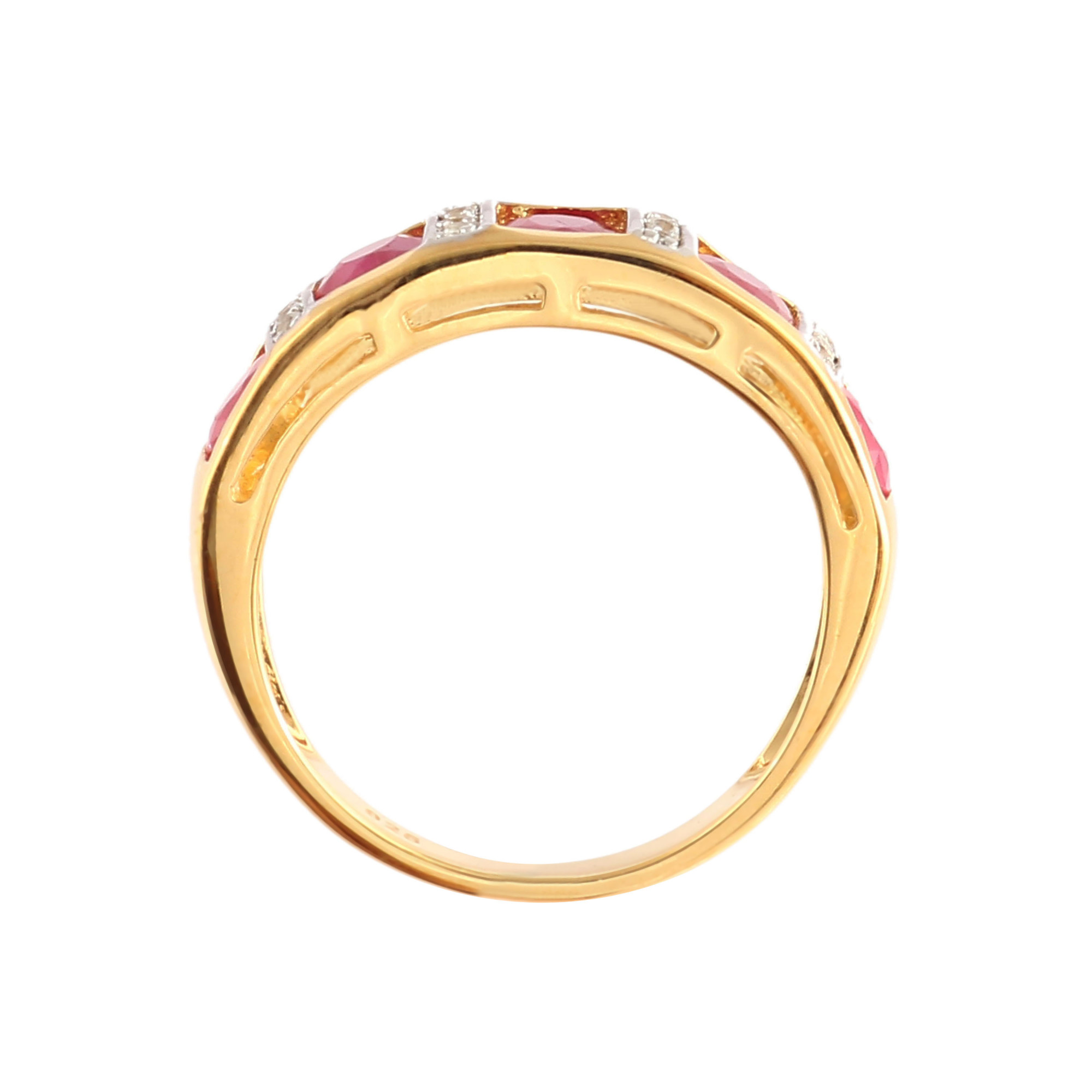 Natural Indian Ruby Ring With Natural White Zircon