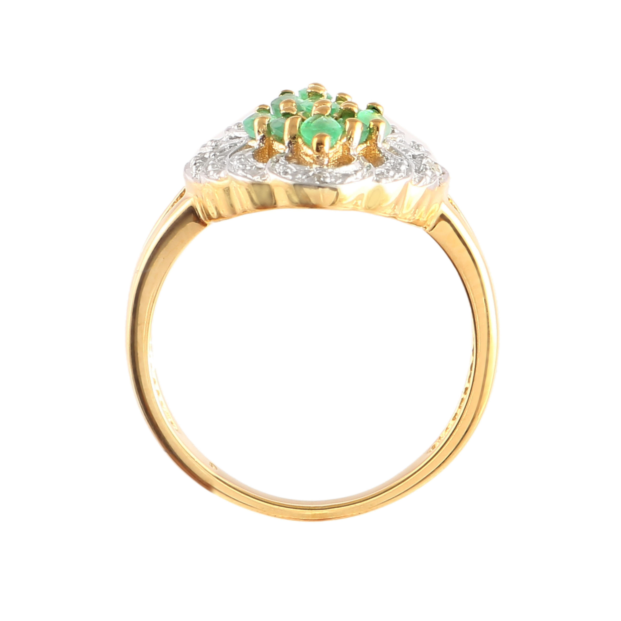 Emerald Cocktail Ring With Natural White Zircon