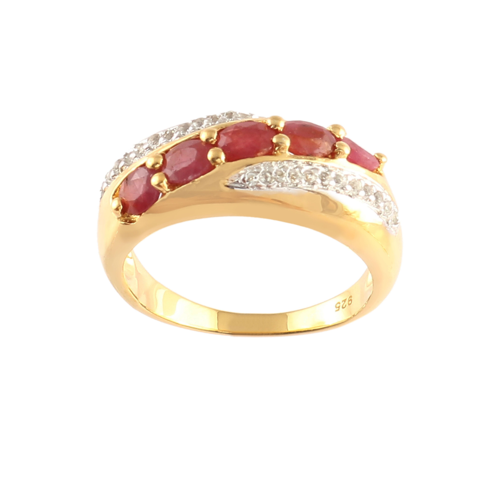 Ruby Five Stone Band With Natural White Zircon