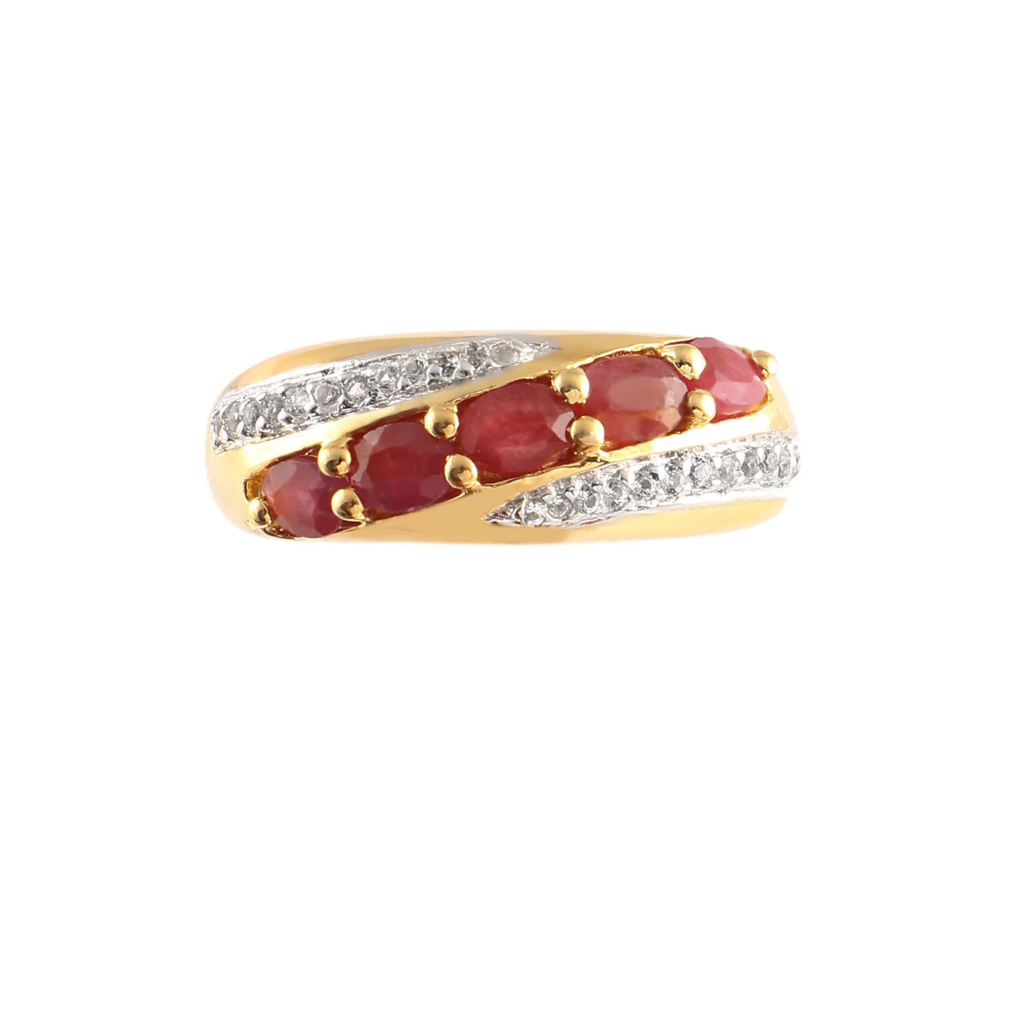 Ruby Five Stone Band With Natural White Zircon