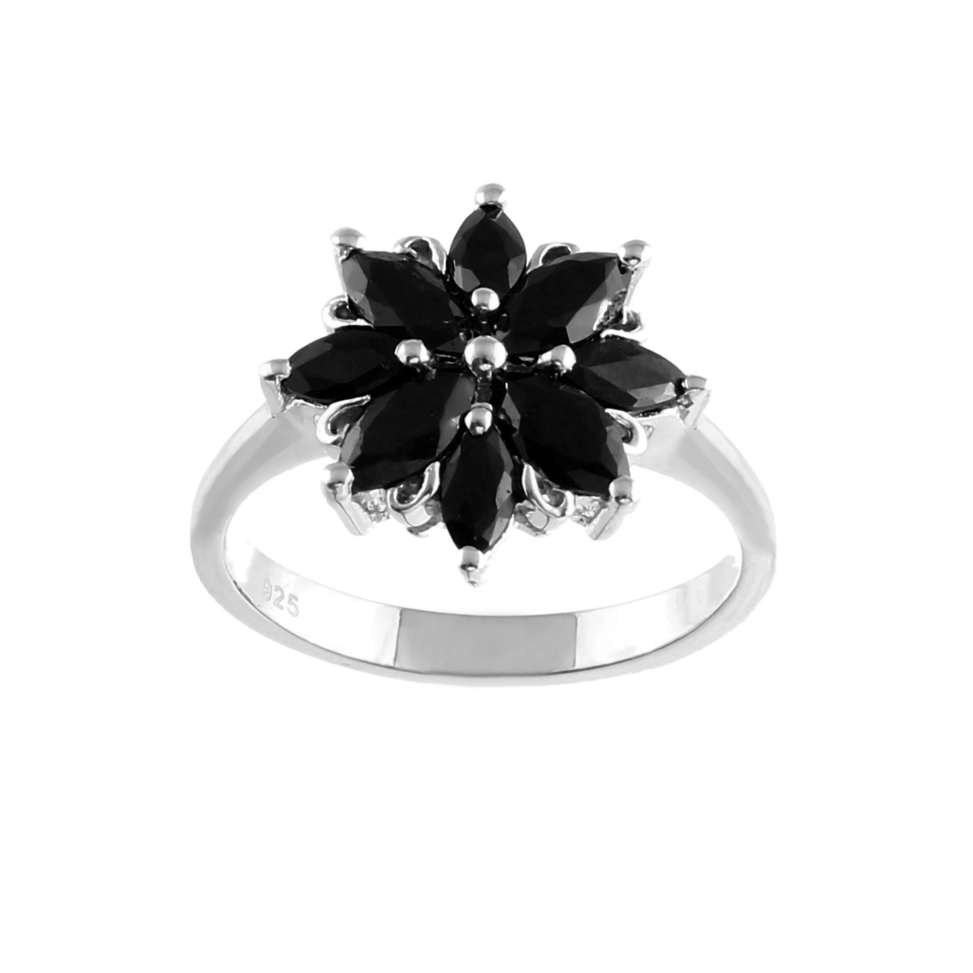 Black Sapphire Cluster Ring