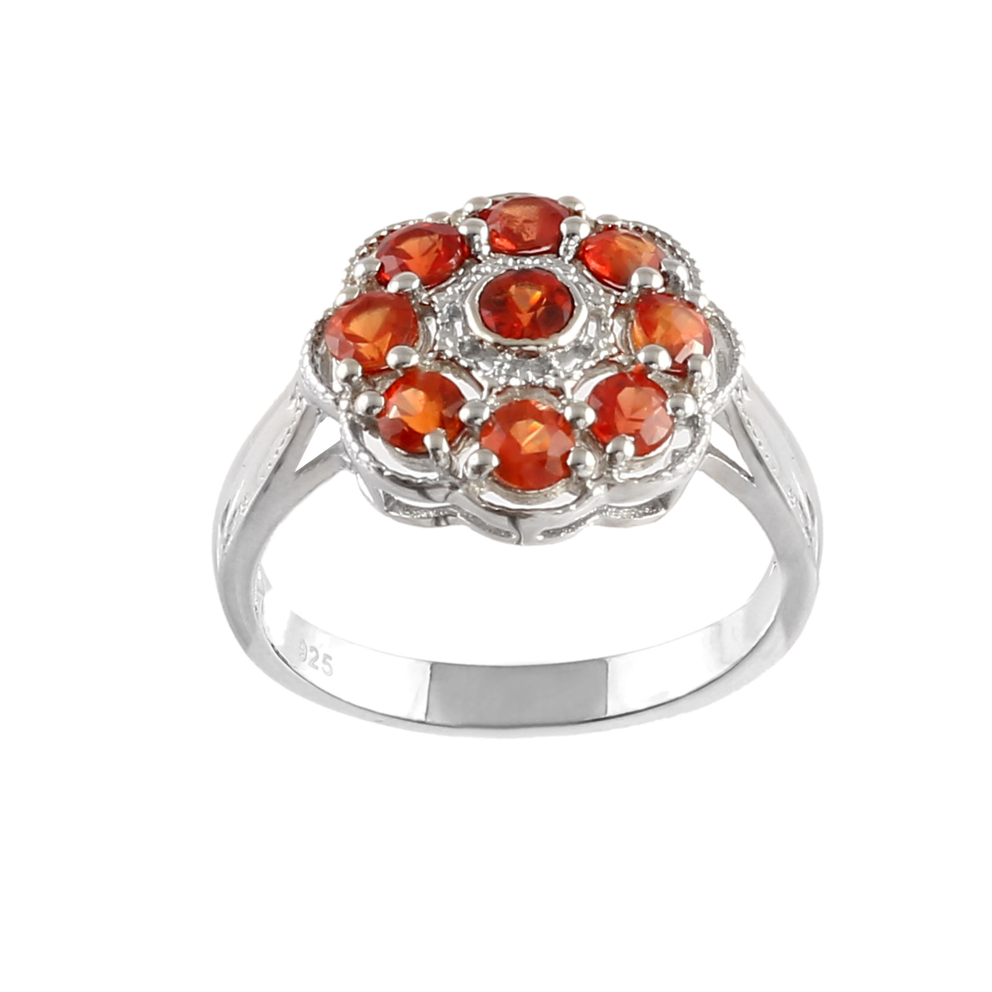 Orange Sapphire Cluster Ring
