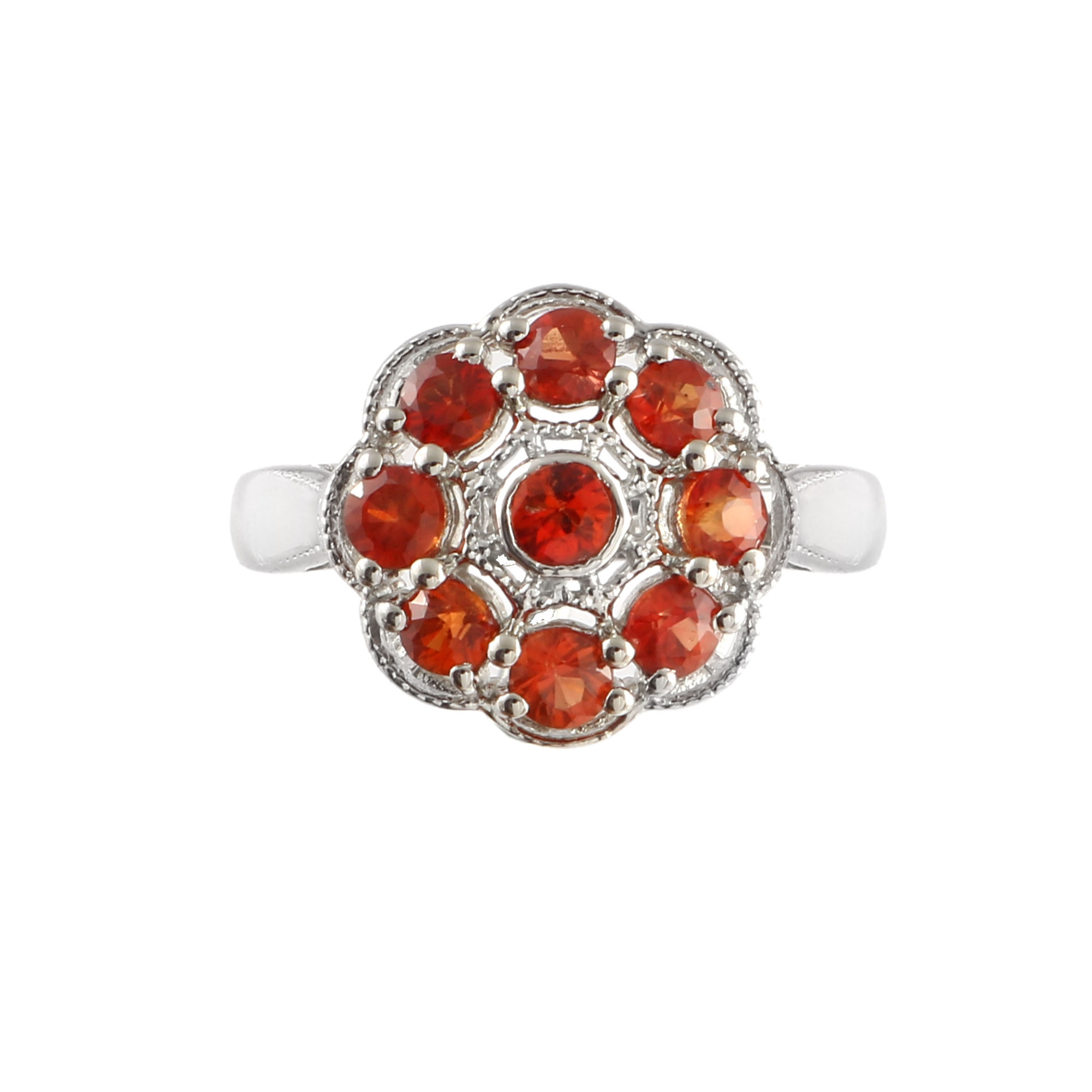 Orange Sapphire Cluster Ring