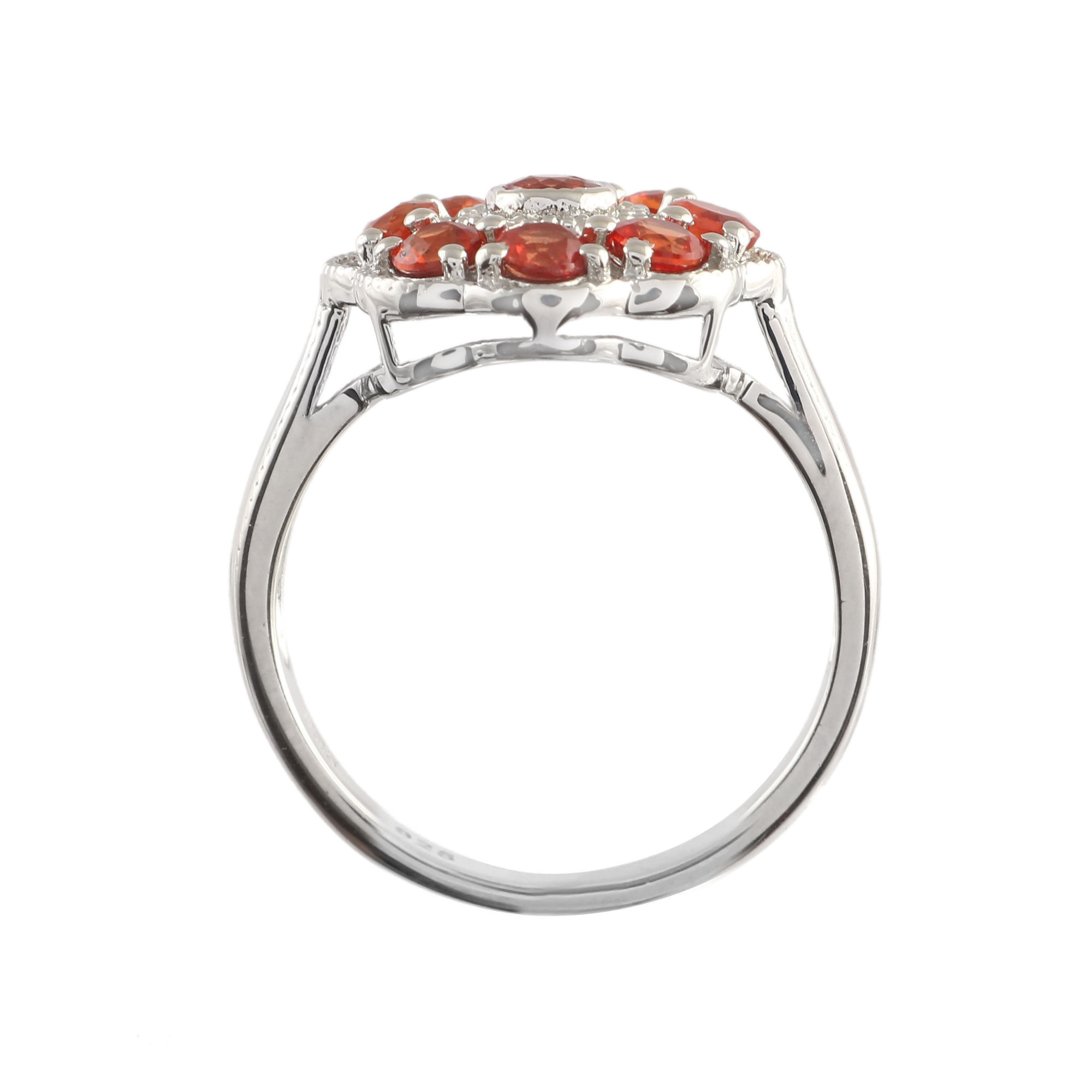 Orange Sapphire Cluster Ring