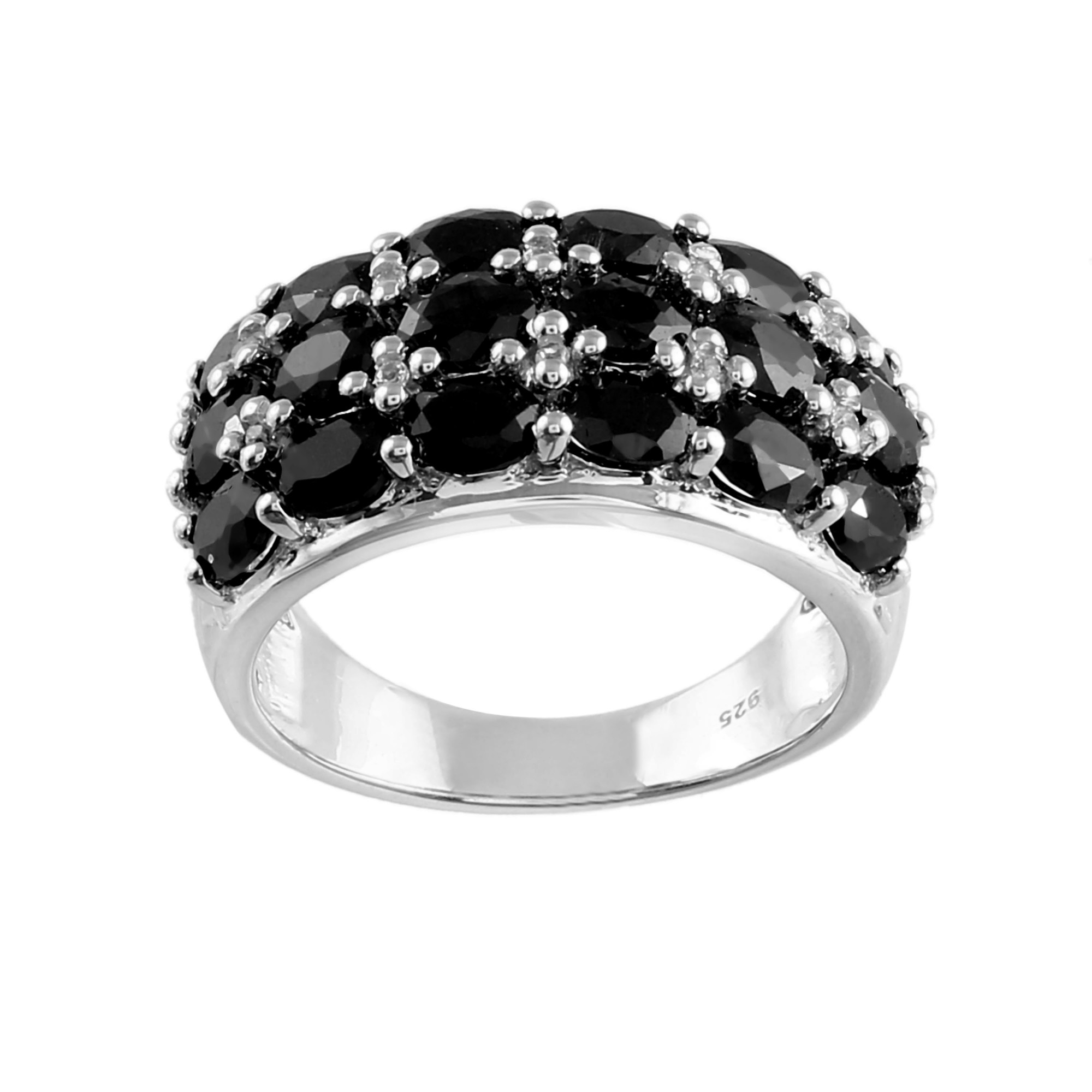 Black Sapphire Three Row Band Ring