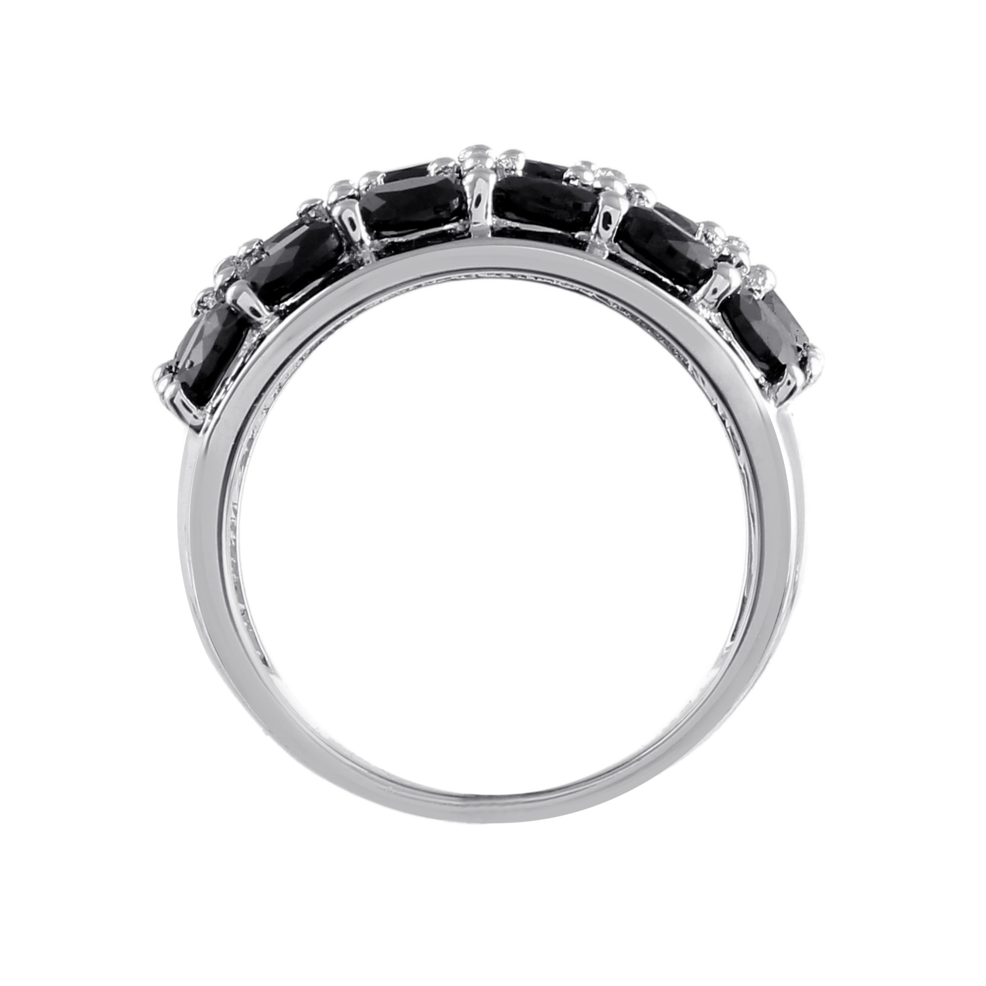 Black Sapphire Three Row Band Ring