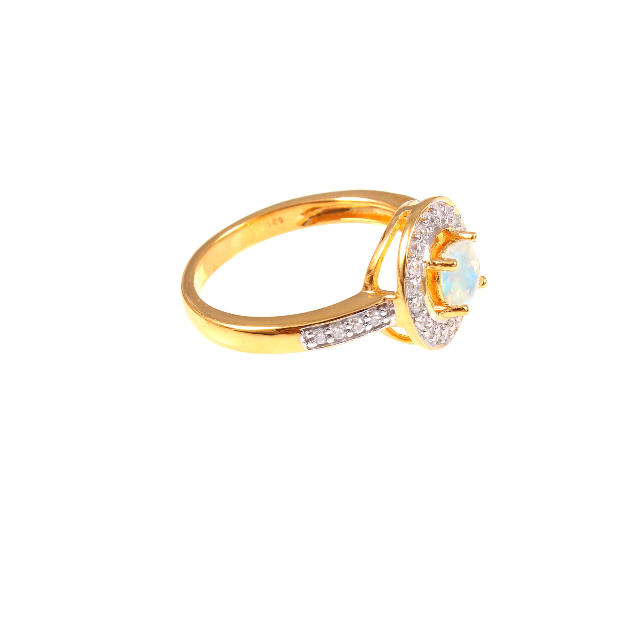 Ethiopian Opal Halo Engagement Ring With Natural White Zircons