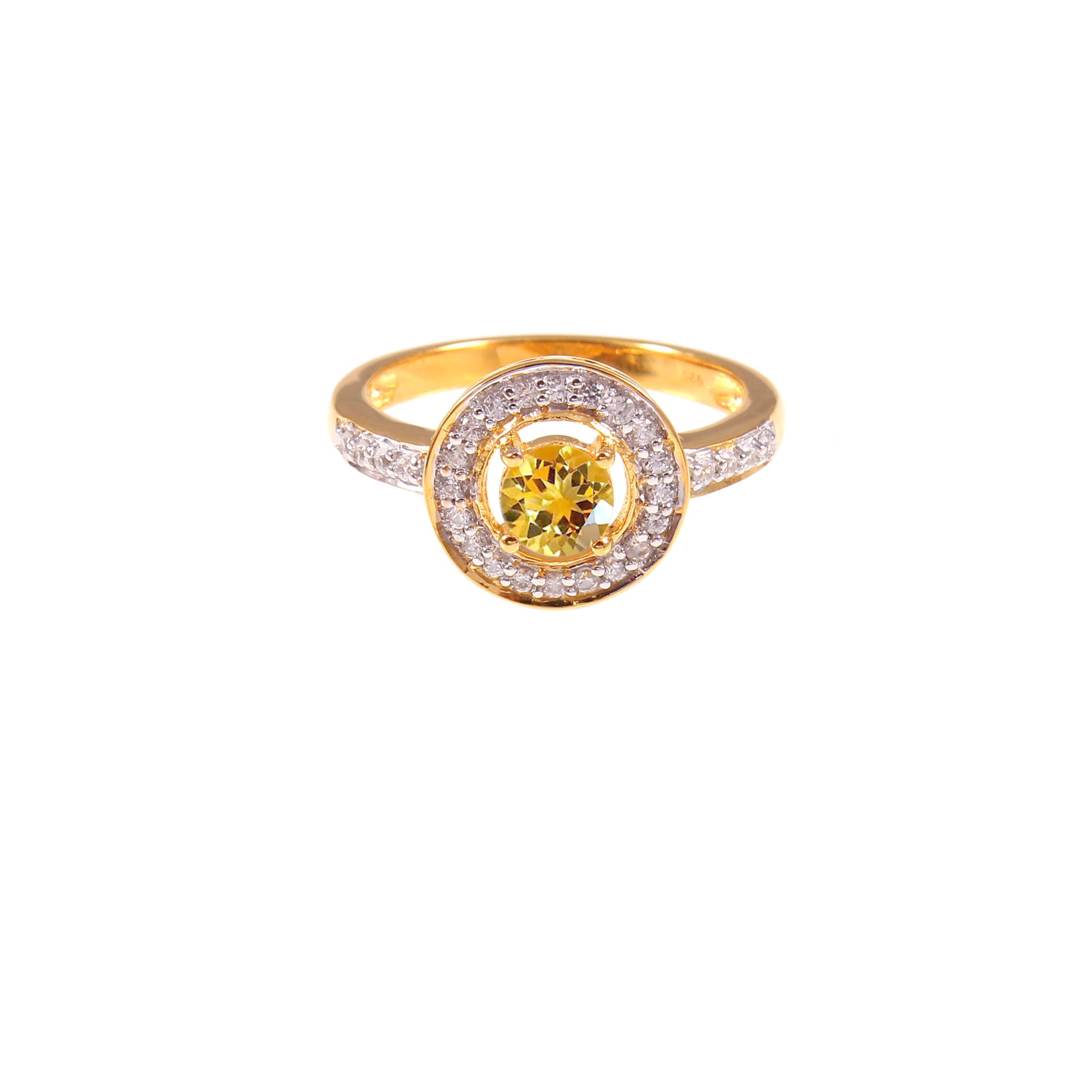 Citrine Halo Engagement Ring With Natural White Zircon