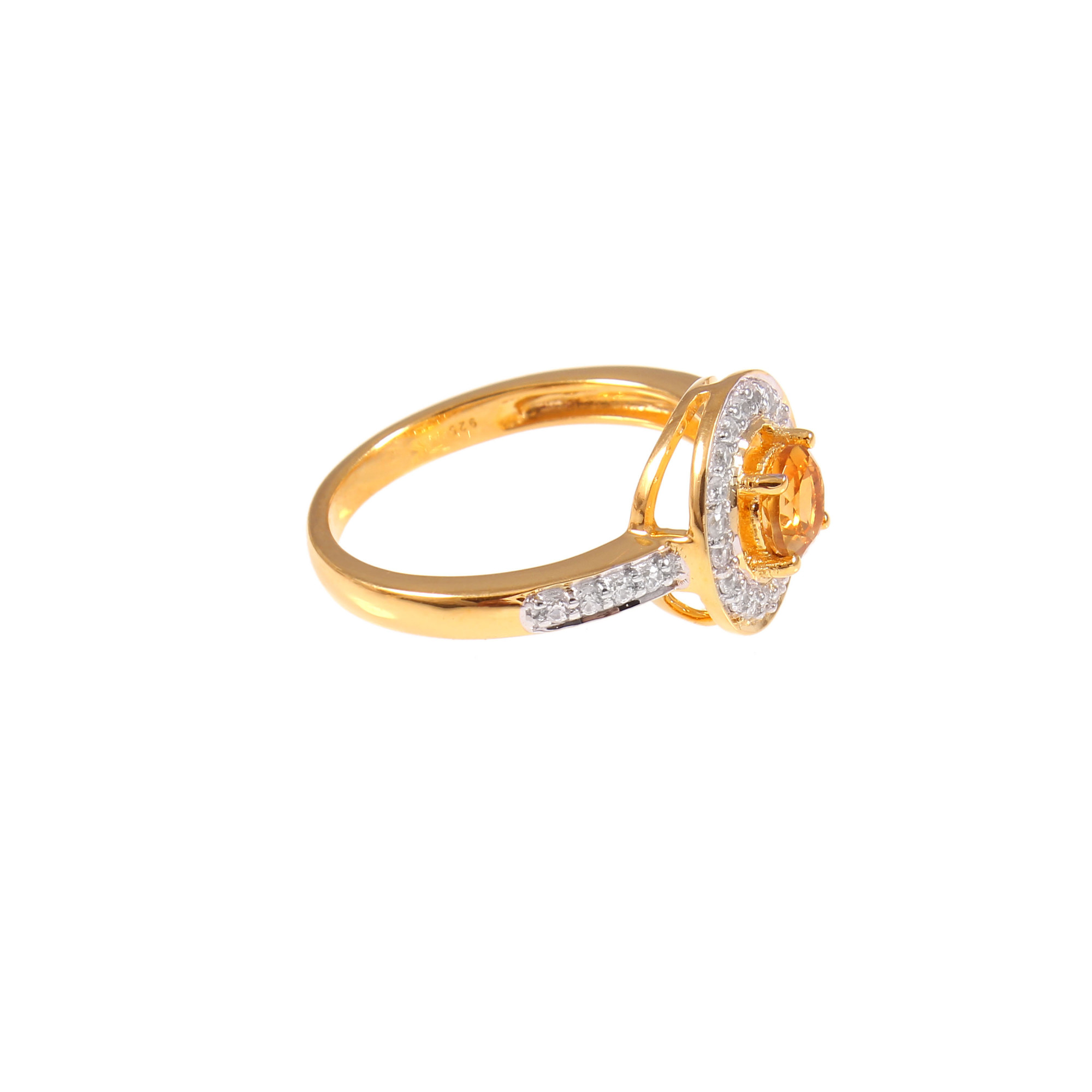 Citrine Halo Engagement Ring With Natural White Zircon