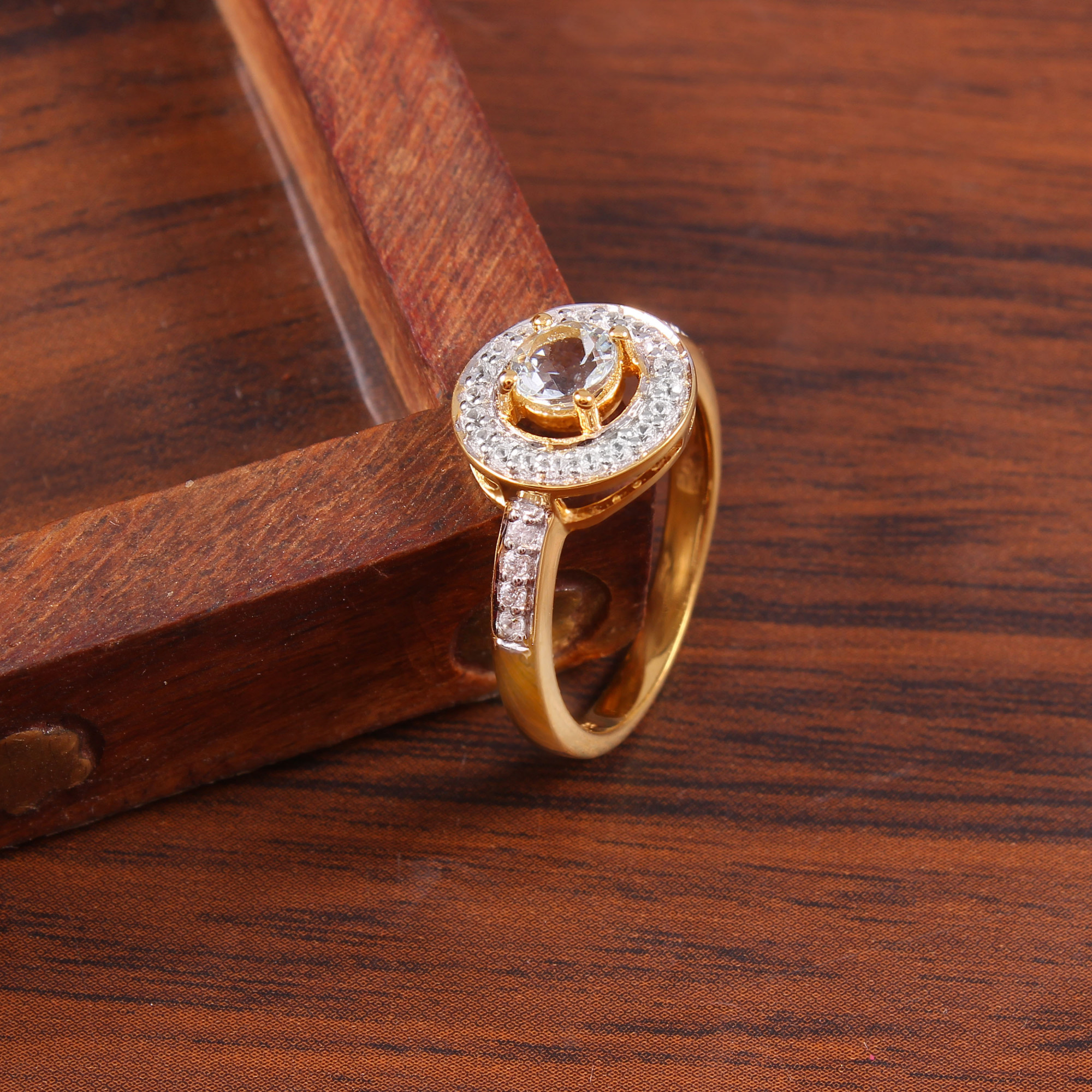 Natural White Zircon Engagement Ring