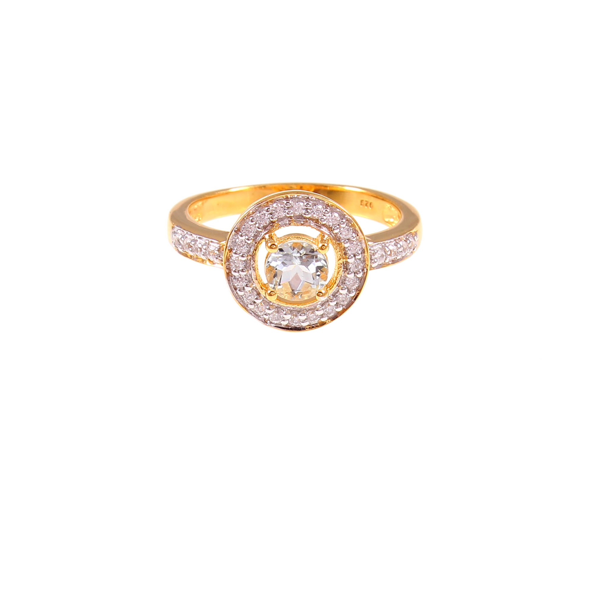 Natural White Zircon Engagement Ring