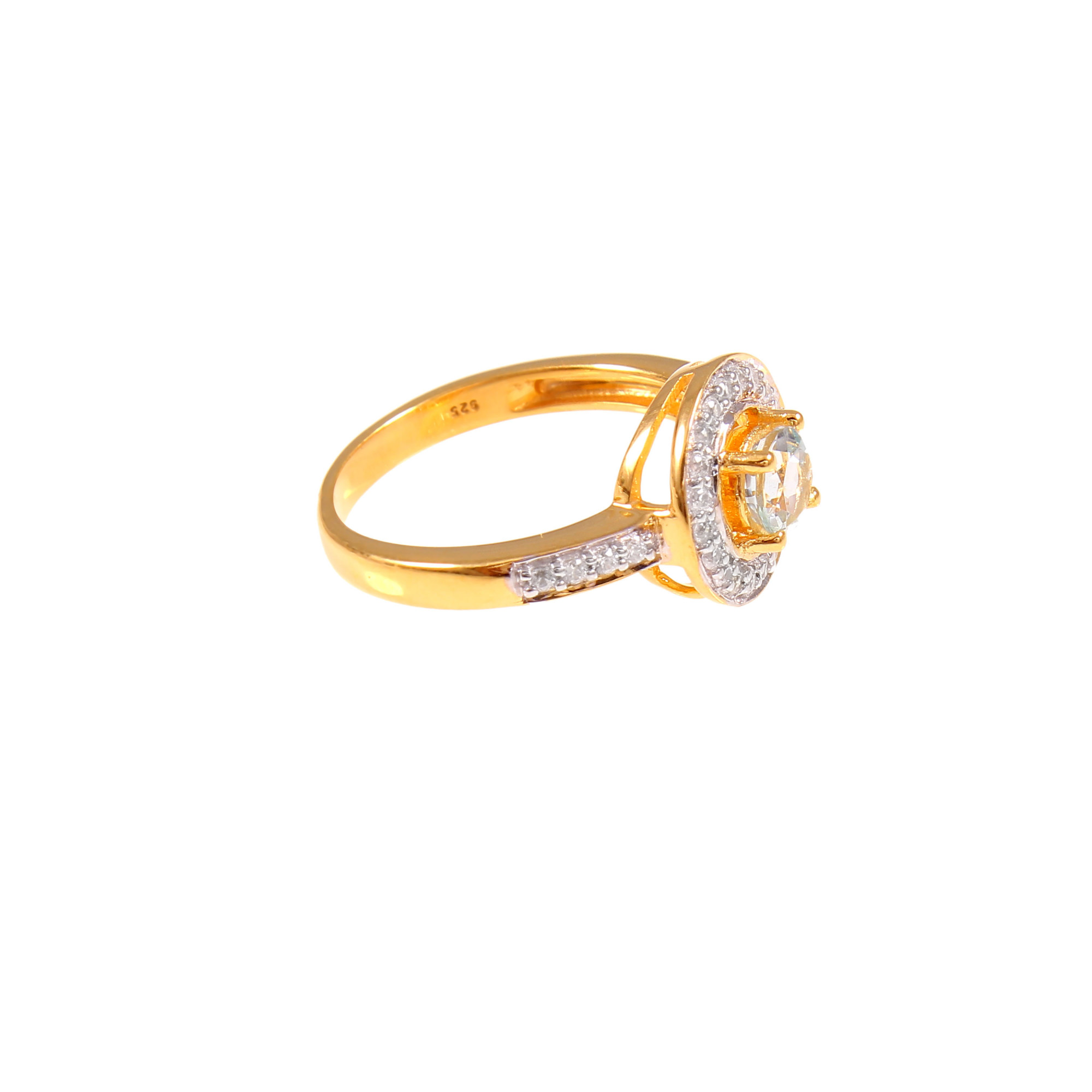Natural White Zircon Engagement Ring