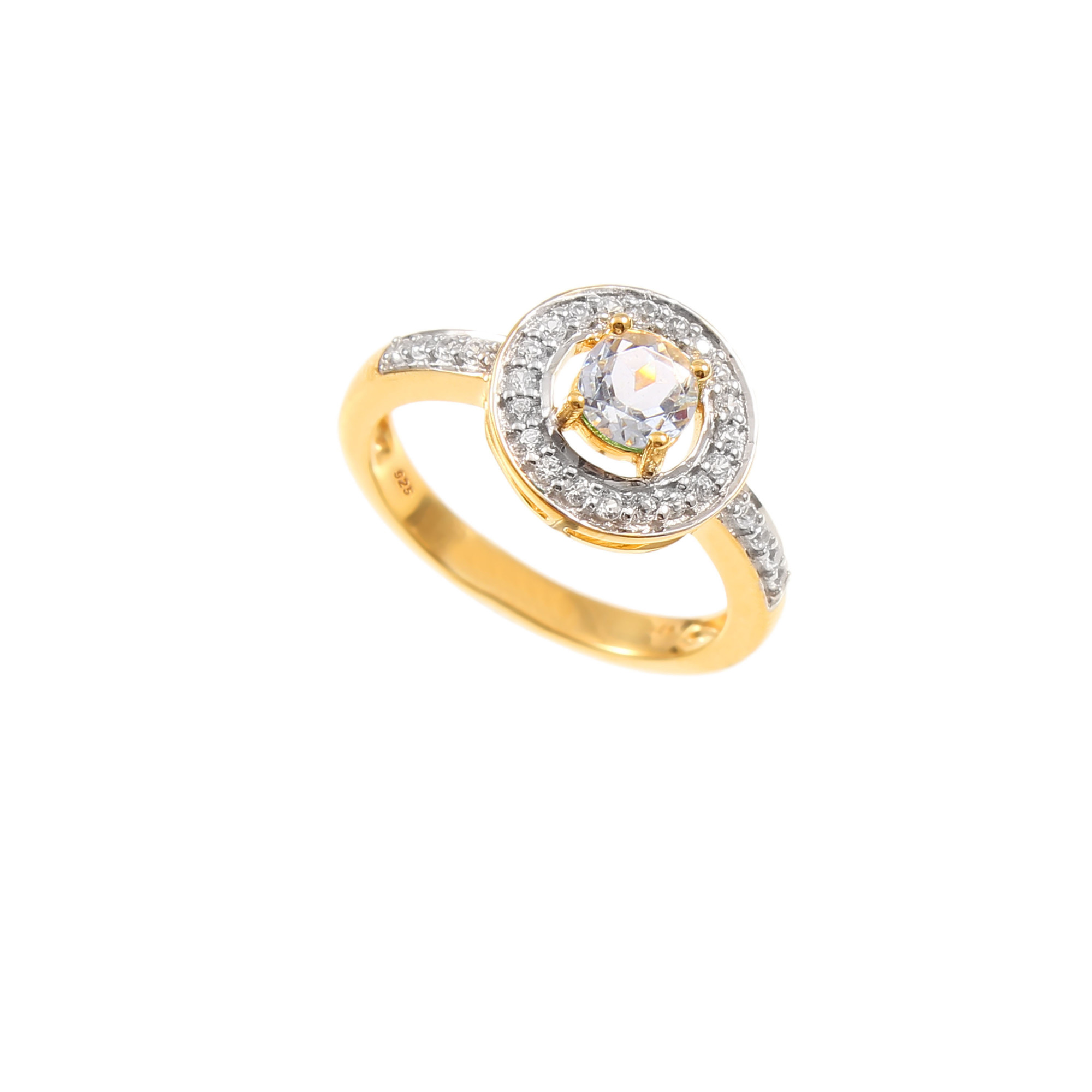 Natural White Zircon Engagement Ring