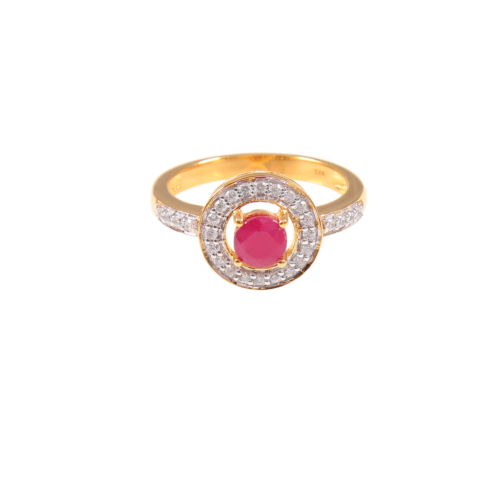 Ruby Halo Engagement Ring With Natural White Zircon