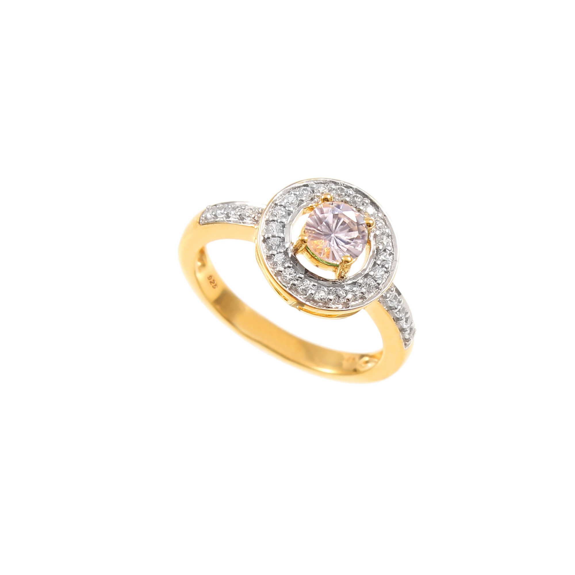 Pink Morganite Halo Engagement Ring With Natural White Zircon