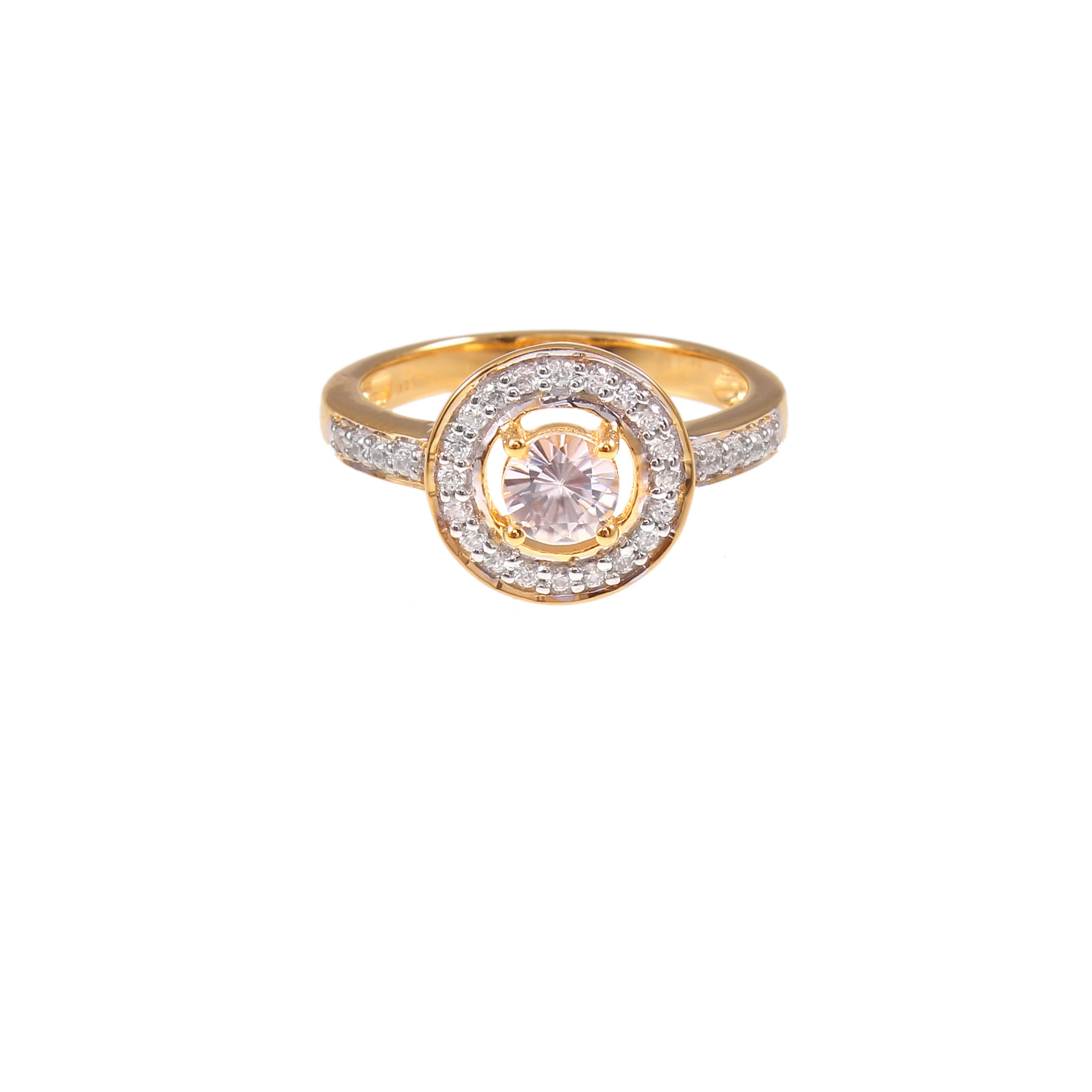 Pink Morganite Halo Engagement Ring With Natural White Zircon